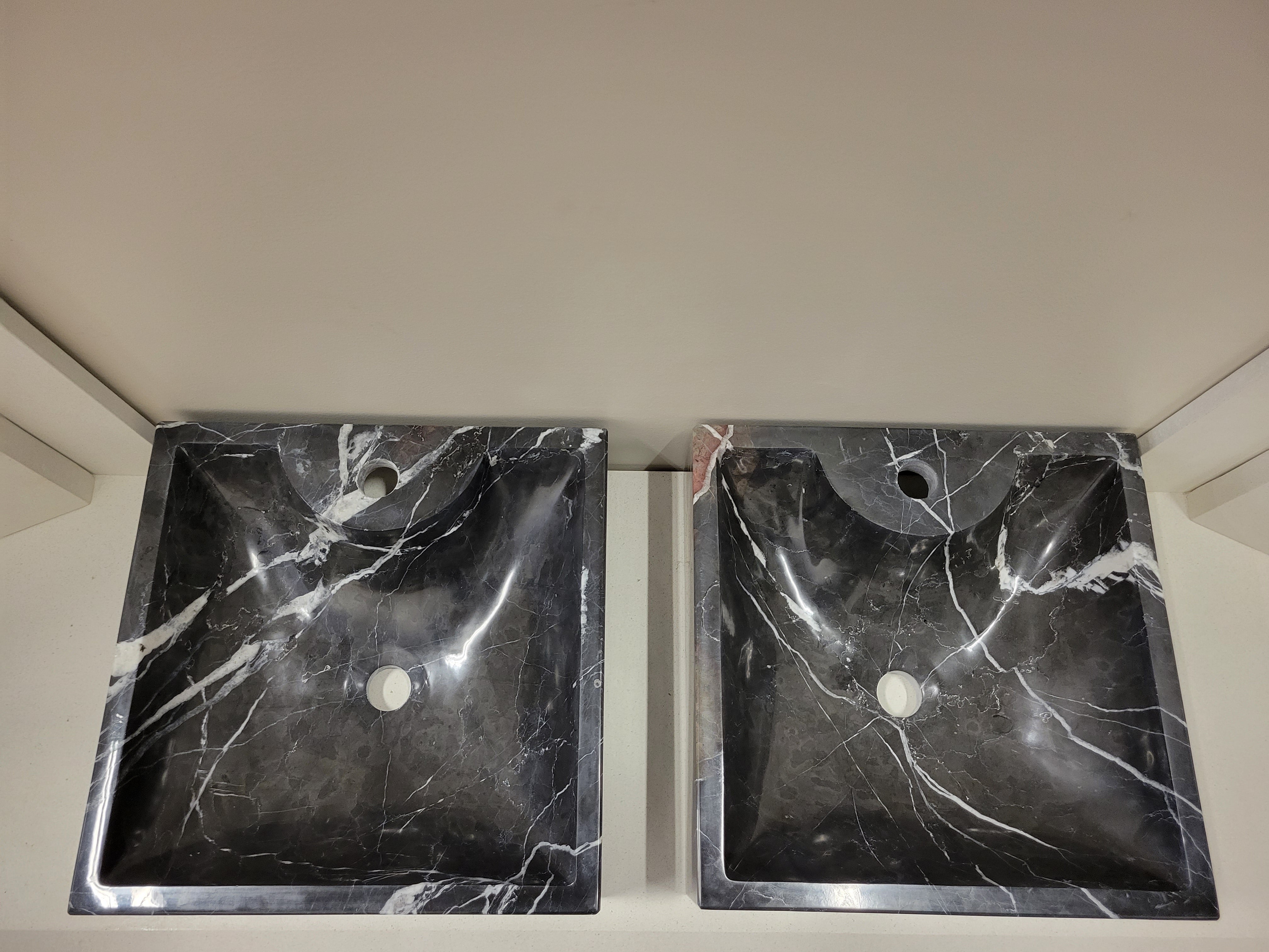 SET1024 Black Marble Square Vessel Sink Set