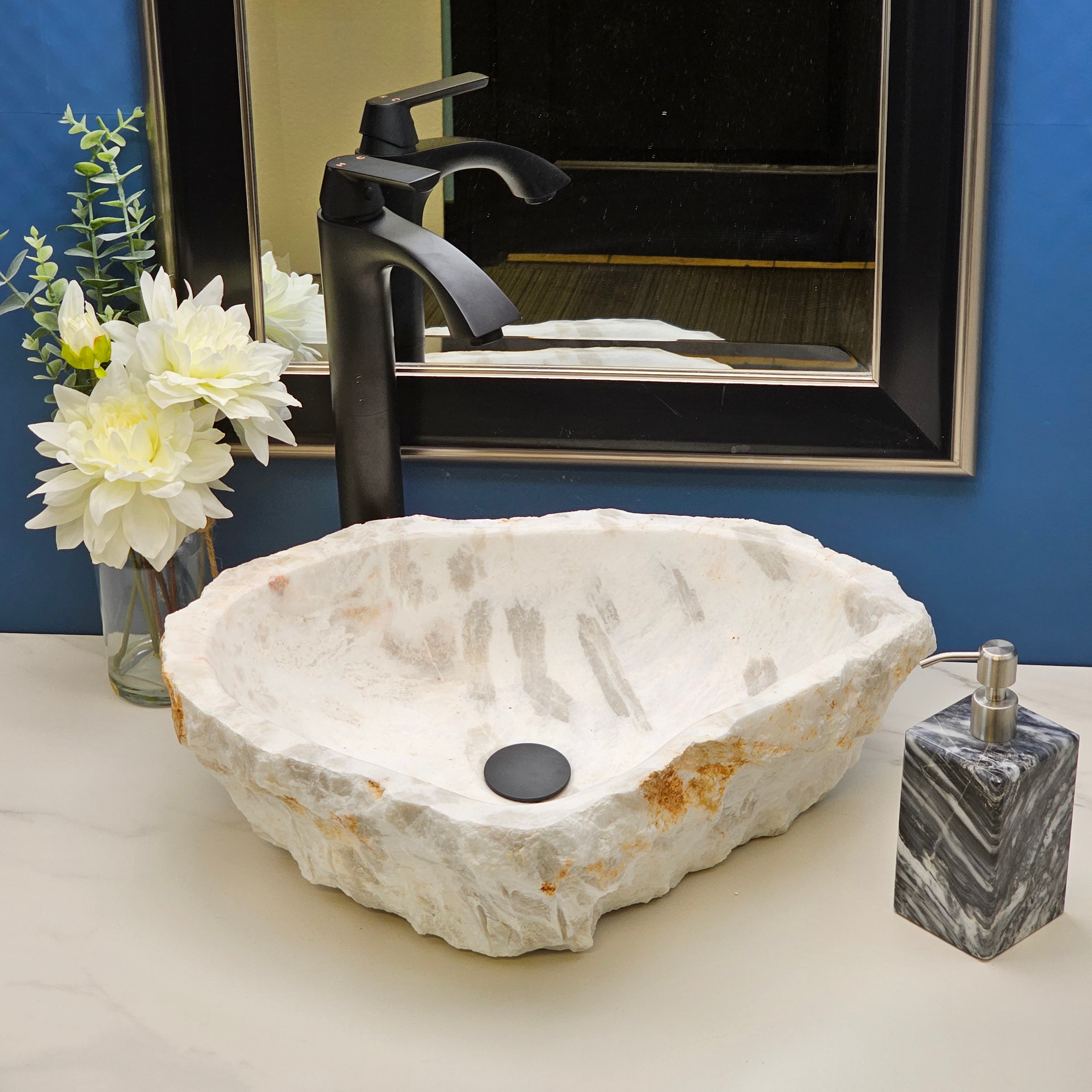 White and Gray Onyx Stone Vessel Bathroom Sink Onyx Sinks Onyx Sinks Sinks