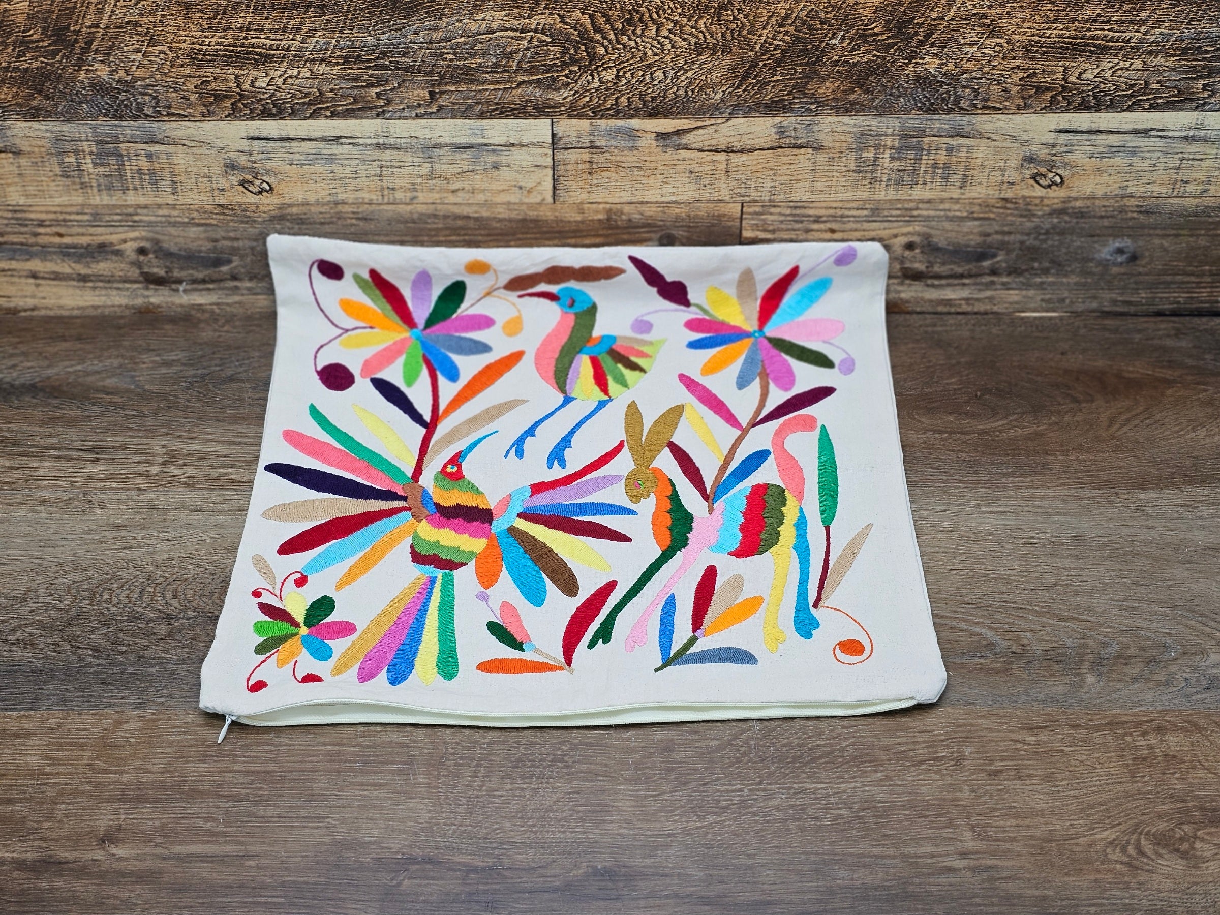 17" x 16" Multicolor Otomi Tenango Pillow Cover Tenango Decor Home Pillow Covers