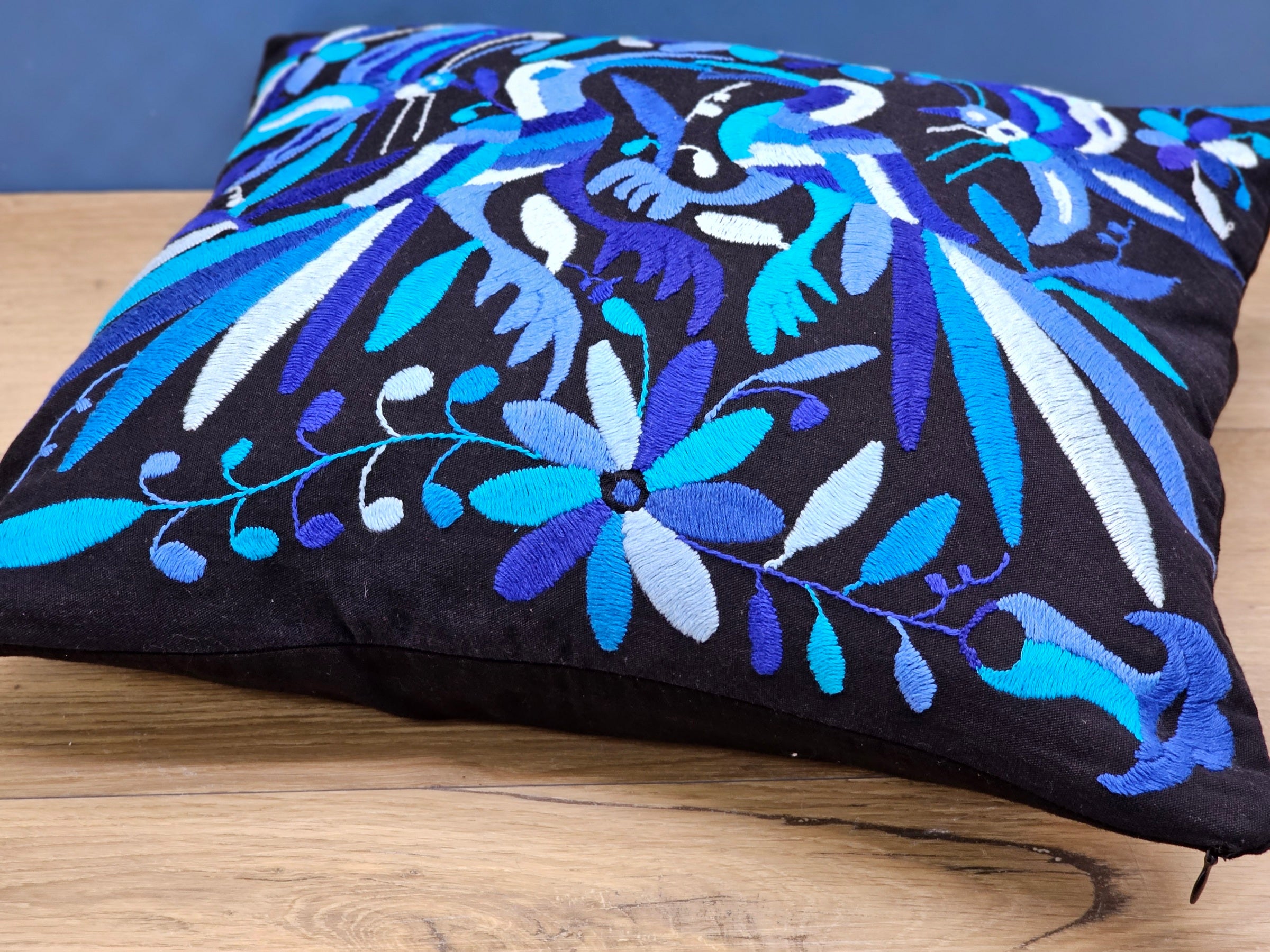 Tenango Pillow Cover, Hand Embroidered Otomi Art, Handmade Authentic Mexican Decor Home Pillow Covers