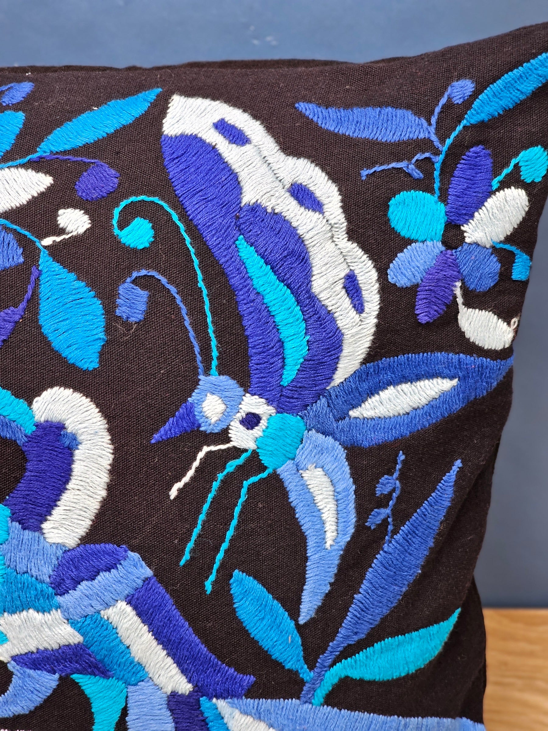 Tenango Pillow Cover, Hand Embroidered Otomi Art, Handmade Authentic Mexican Decor Home Pillow Covers