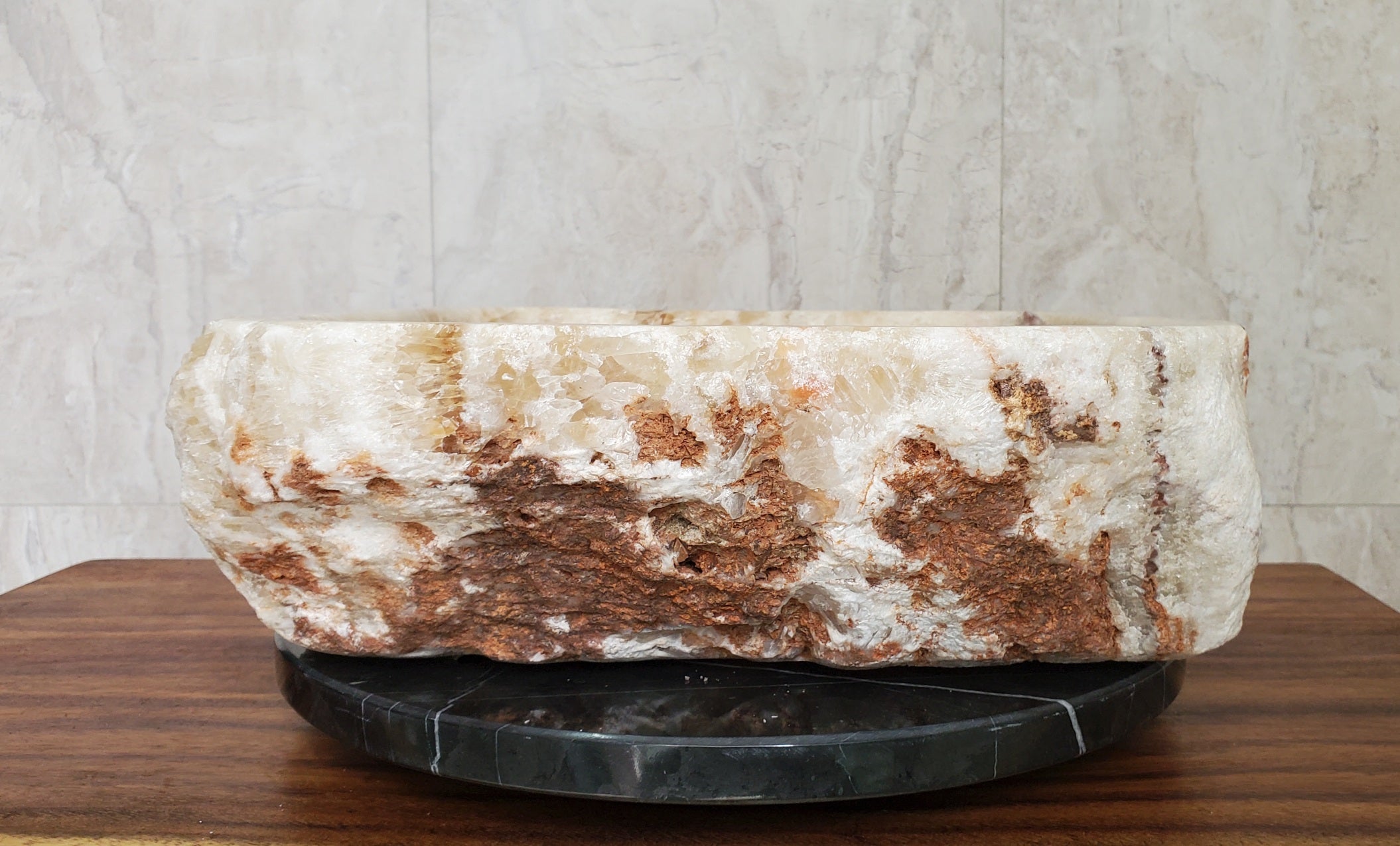 S17_13 Onyx Stone Vessel Bathroom Sink - 17.5 x 16.5 inch