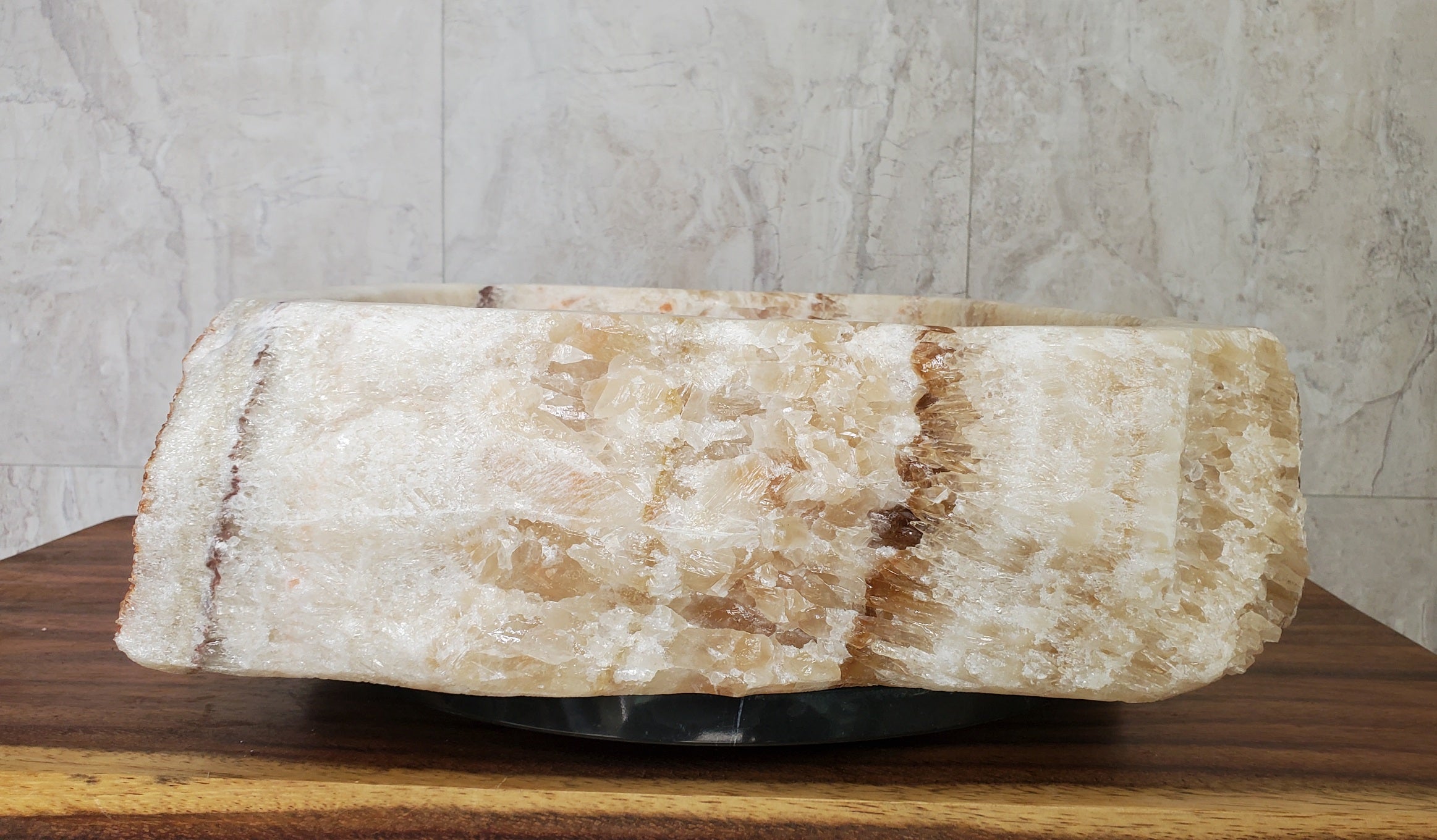 Brown and Beige Onyx Stone Vessel Bathroom Sink Onyx Sinks Onyx Sinks Sinks