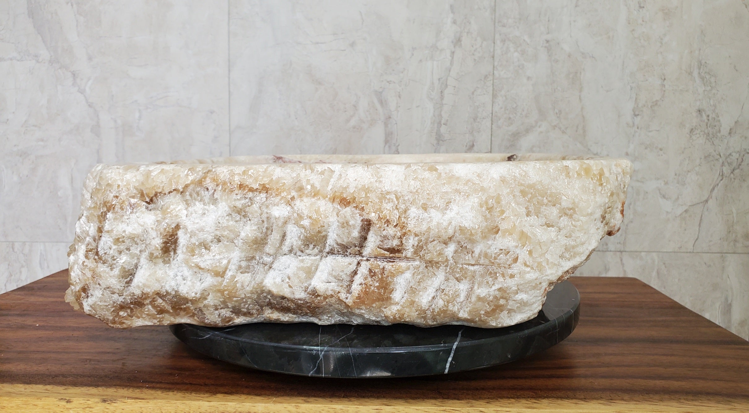 Brown and Beige Onyx Stone Vessel Bathroom Sink Onyx Sinks Onyx Sinks Sinks