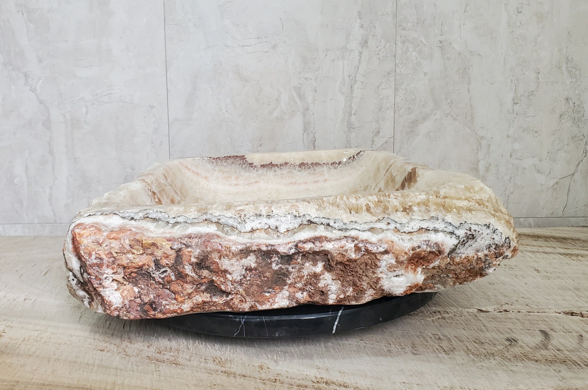 Brown and Beige Onyx Stone Vessel Bathroom Sink Onyx Sinks Onyx Sinks Sinks