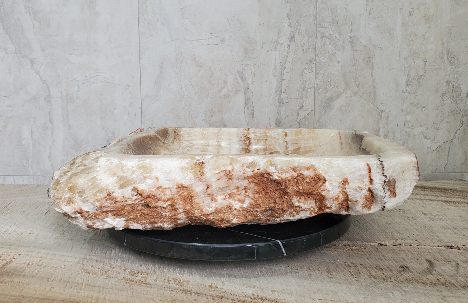 Brown and Beige Onyx Stone Vessel Bathroom Sink Onyx Sinks Onyx Sinks Sinks