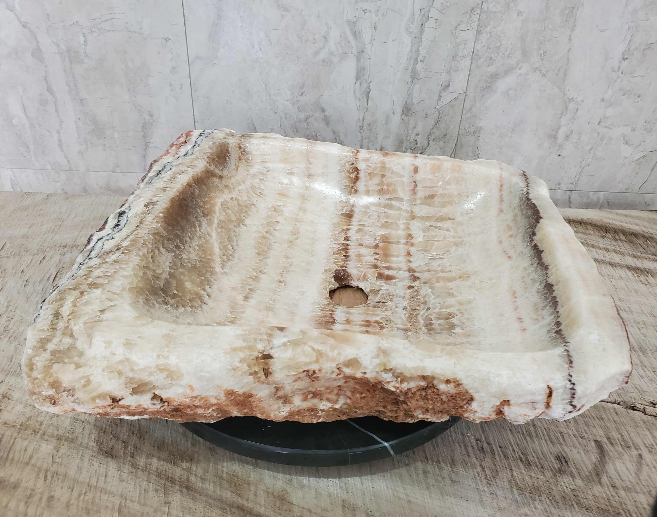 Brown and Beige Onyx Stone Vessel Bathroom Sink Onyx Sinks Onyx Sinks Sinks