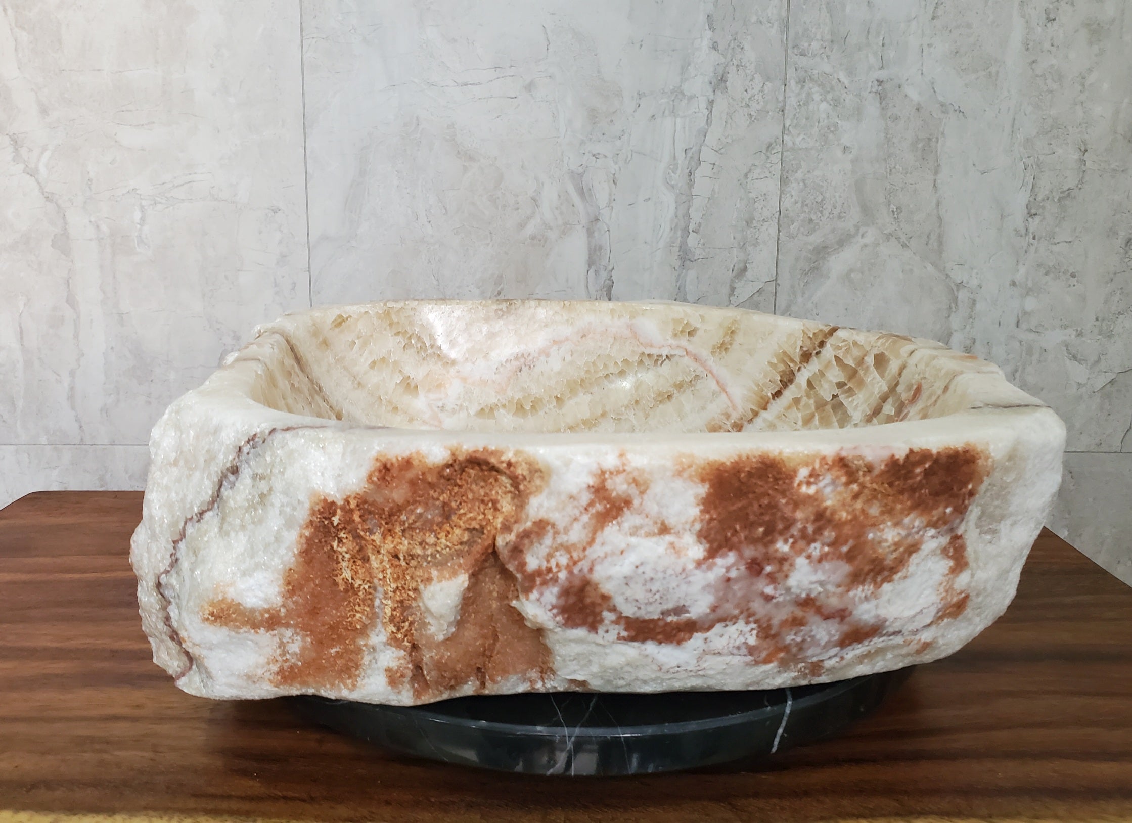 Brown and Beige Onyx Stone Vessel Bathroom Sink Onyx Sinks Onyx Sinks Sinks