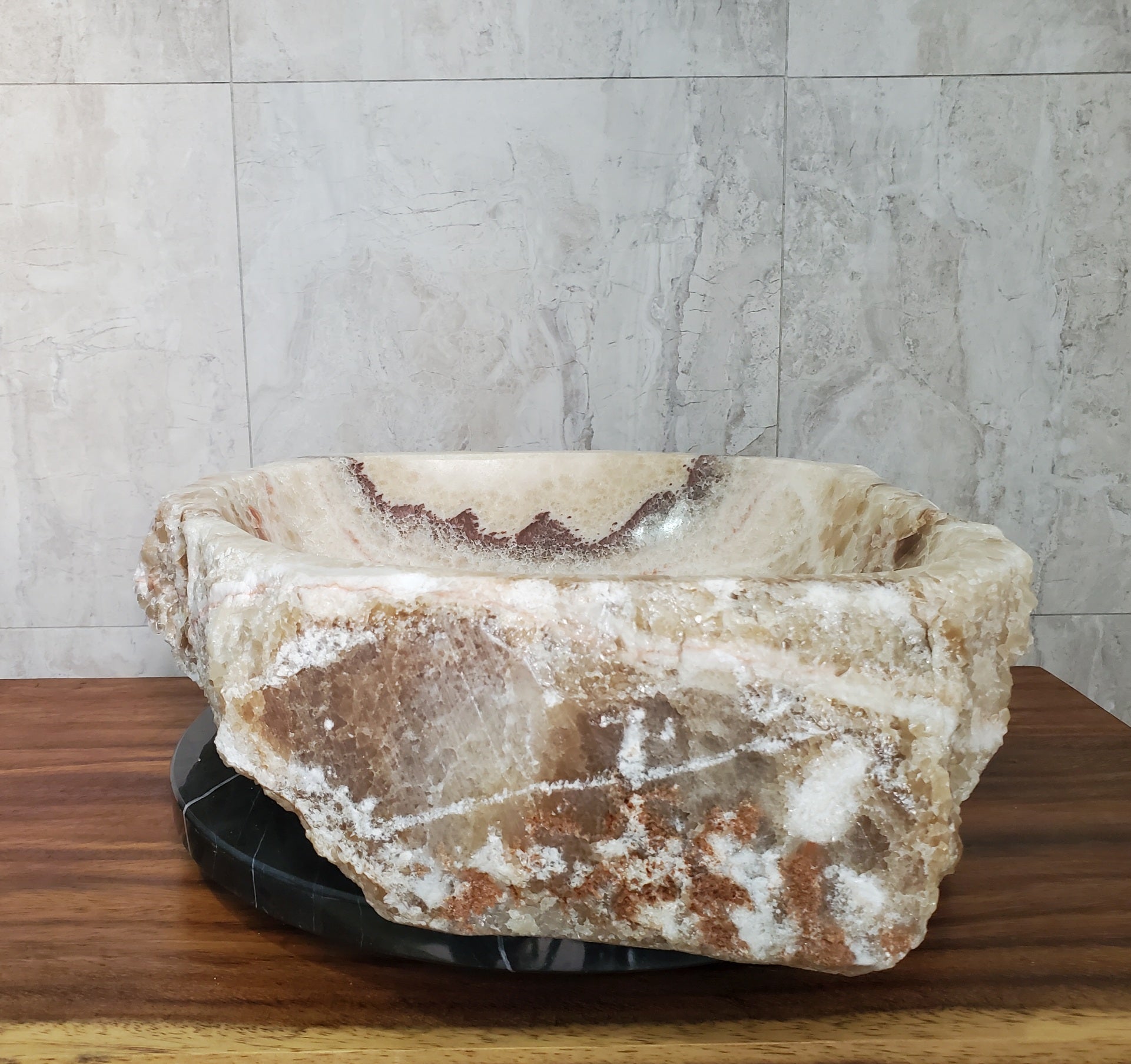 Brown and Beige Onyx Stone Vessel Bathroom Sink Onyx Sinks Onyx Sinks Sinks