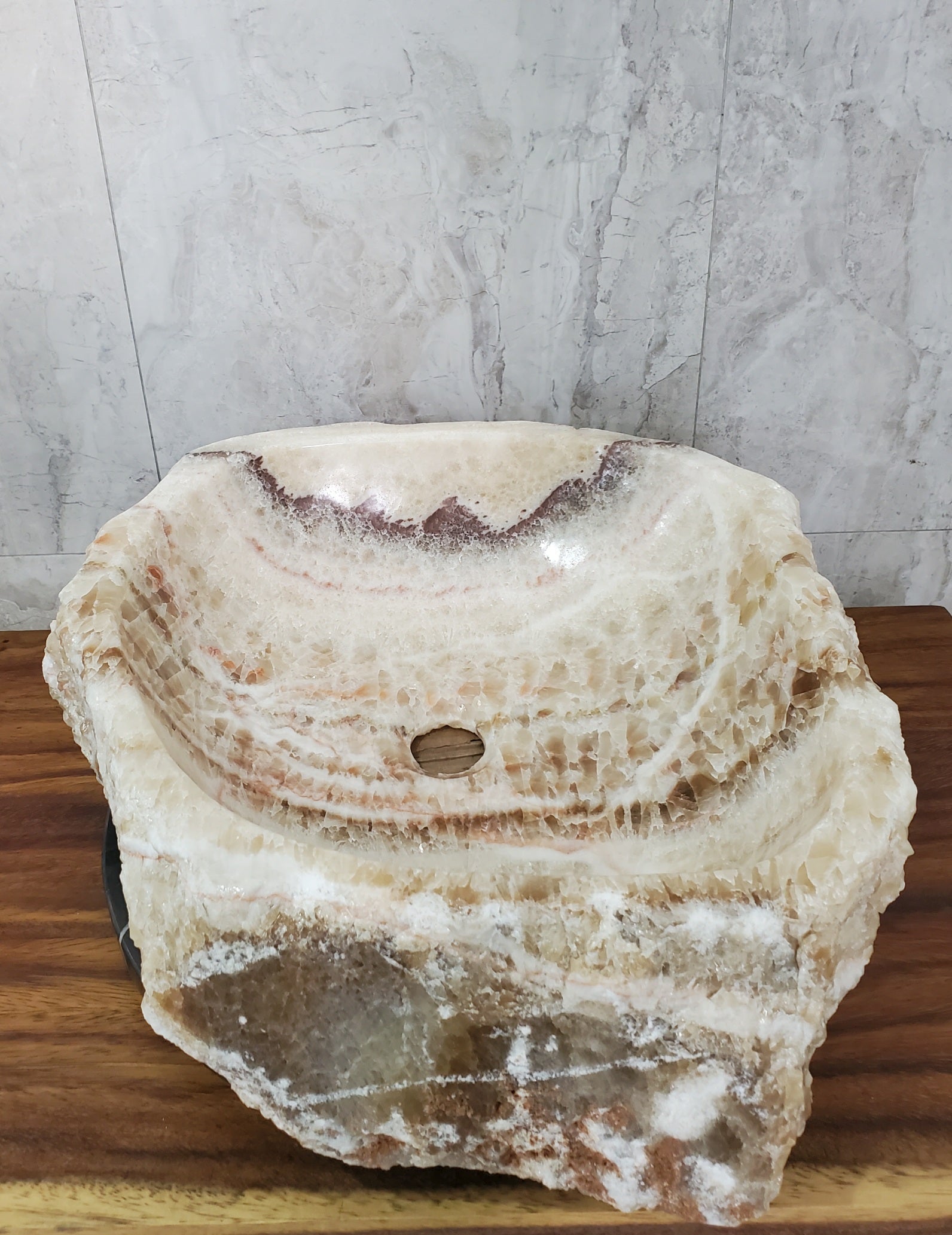 Brown and Beige Onyx Stone Vessel Bathroom Sink Onyx Sinks Onyx Sinks Sinks