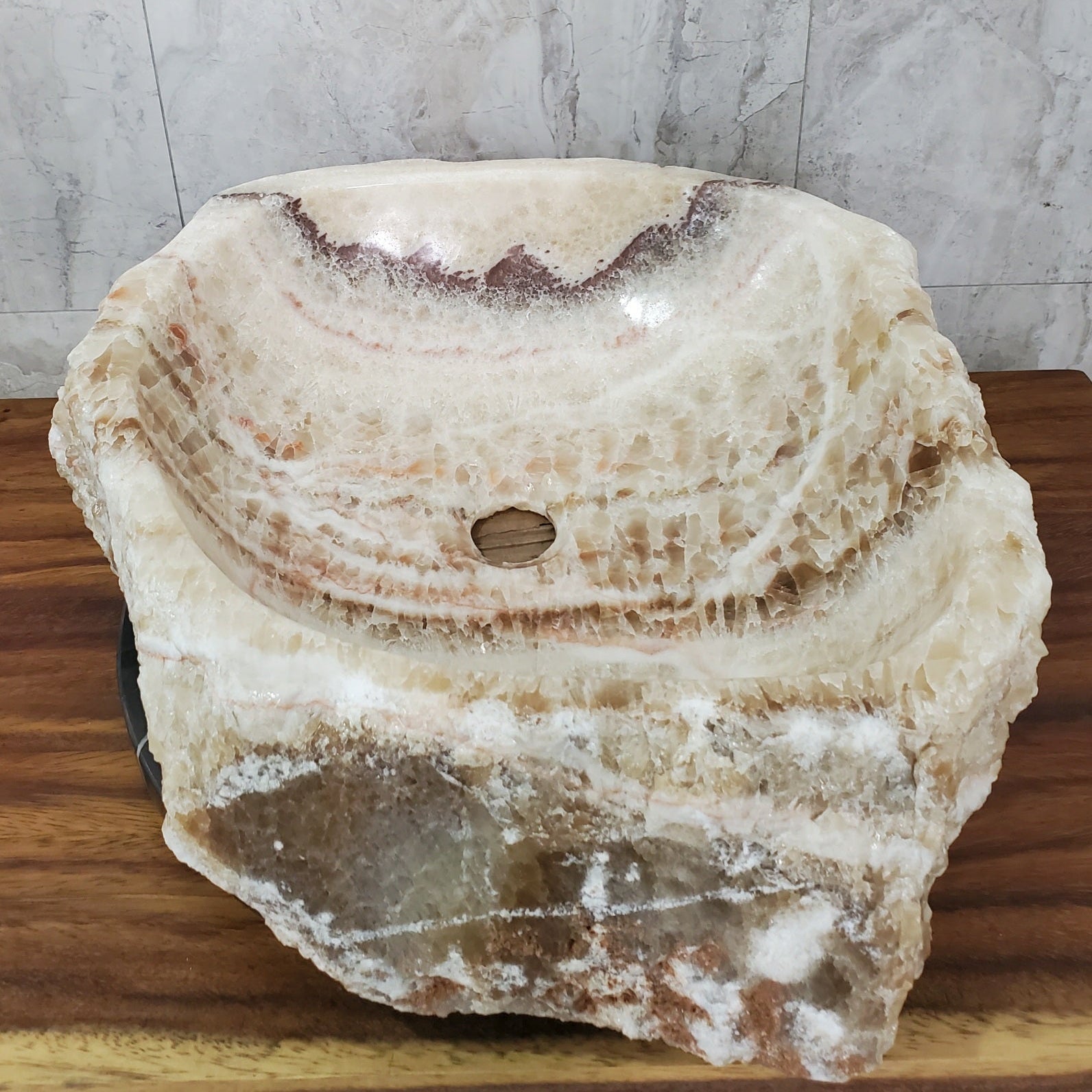 Brown and Beige Onyx Stone Vessel Bathroom Sink Onyx Sinks Onyx Sinks Sinks