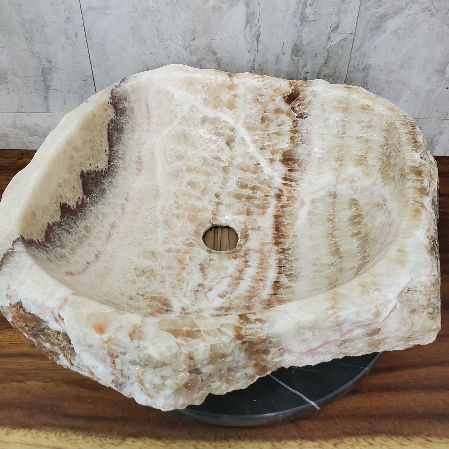 Brown and Beige Onyx Stone Vessel Bathroom Sink Onyx Sinks Onyx Sinks Sinks