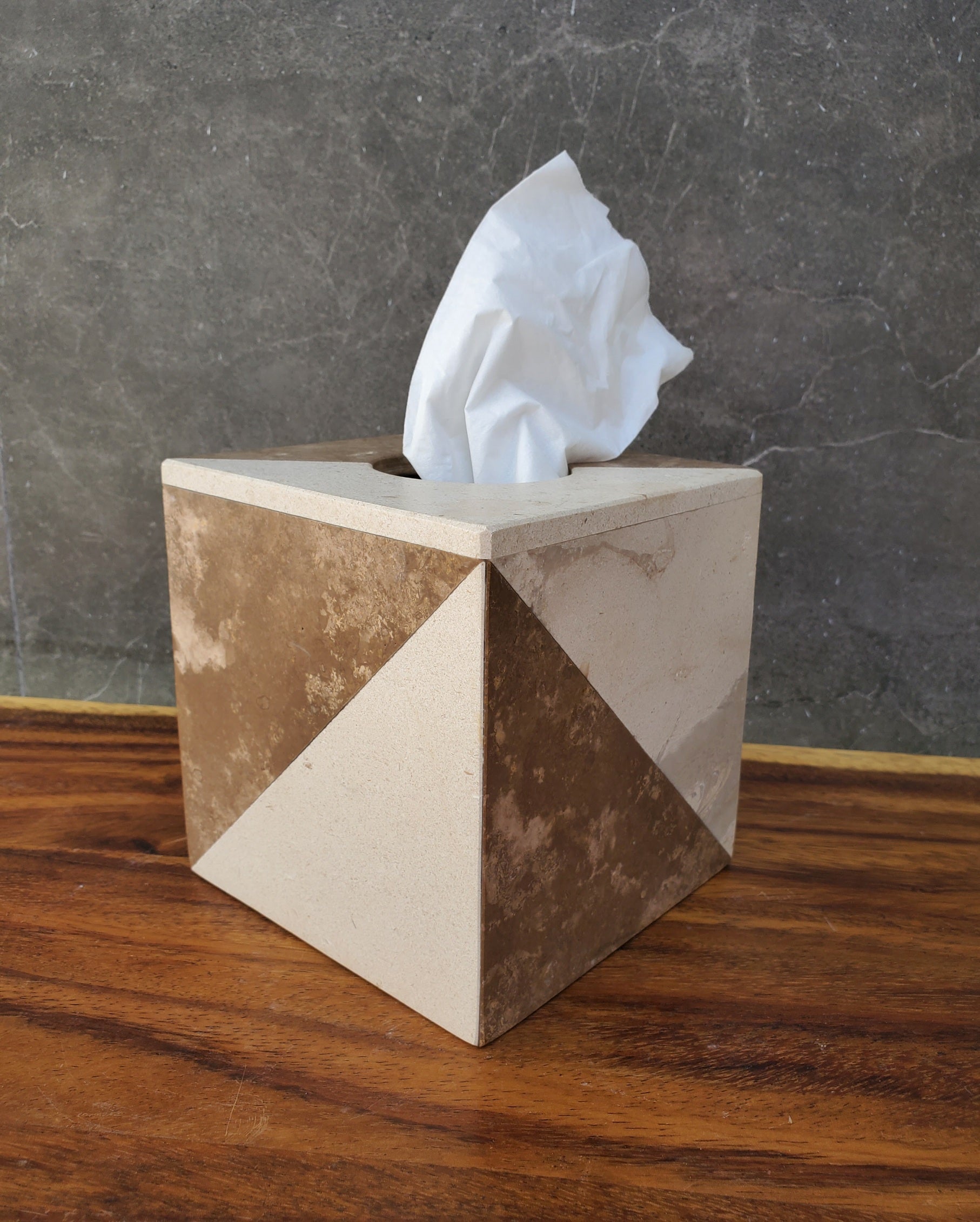 Neutral Travertine Square Stone Tissue Box Cover (Copy) Tissue Box Cover Accessories Bath Tissue Box Covers