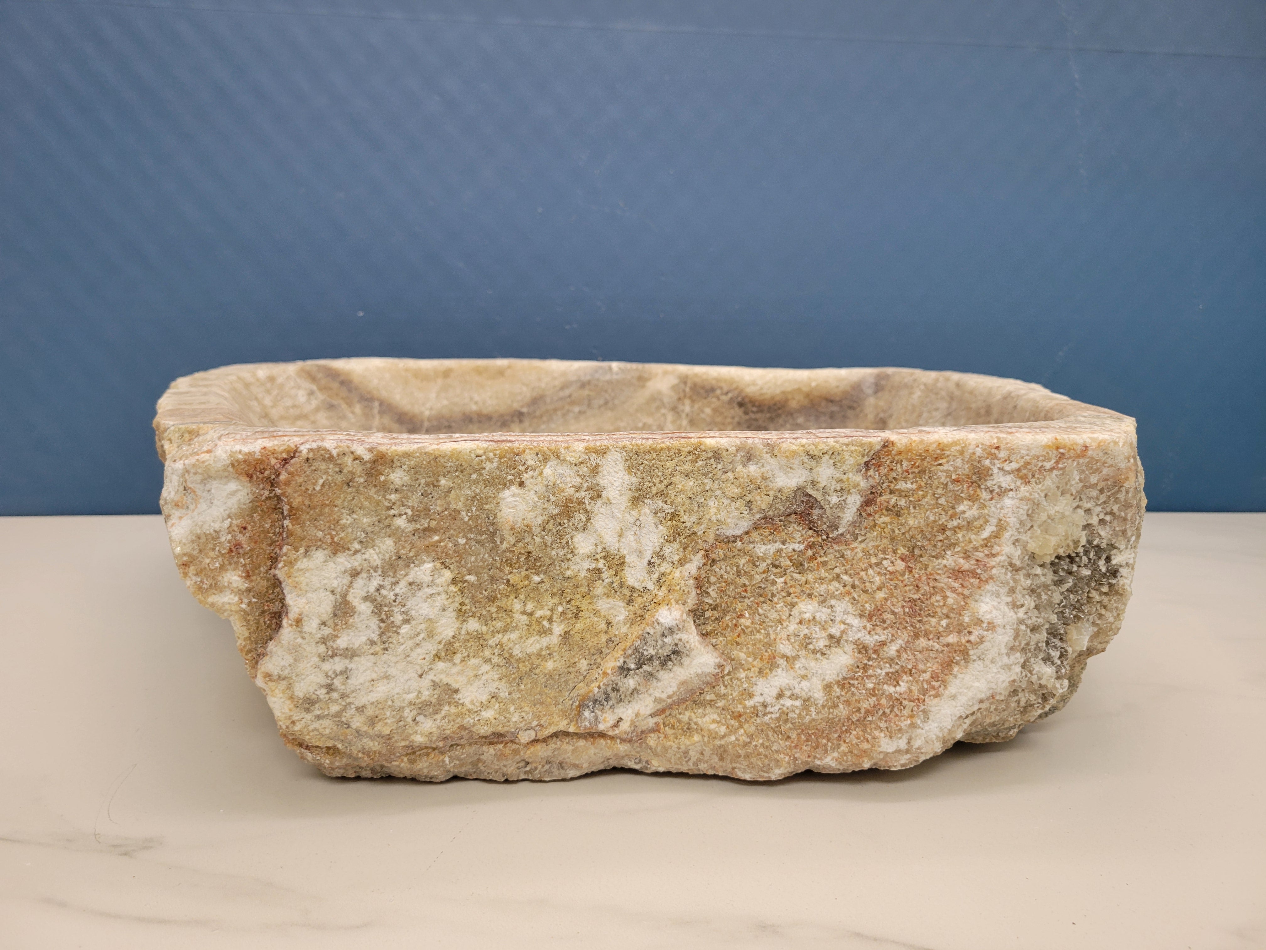 S15_19 Onyx Stone Vessel Bathroom Sink - 19 x 14.5 inch