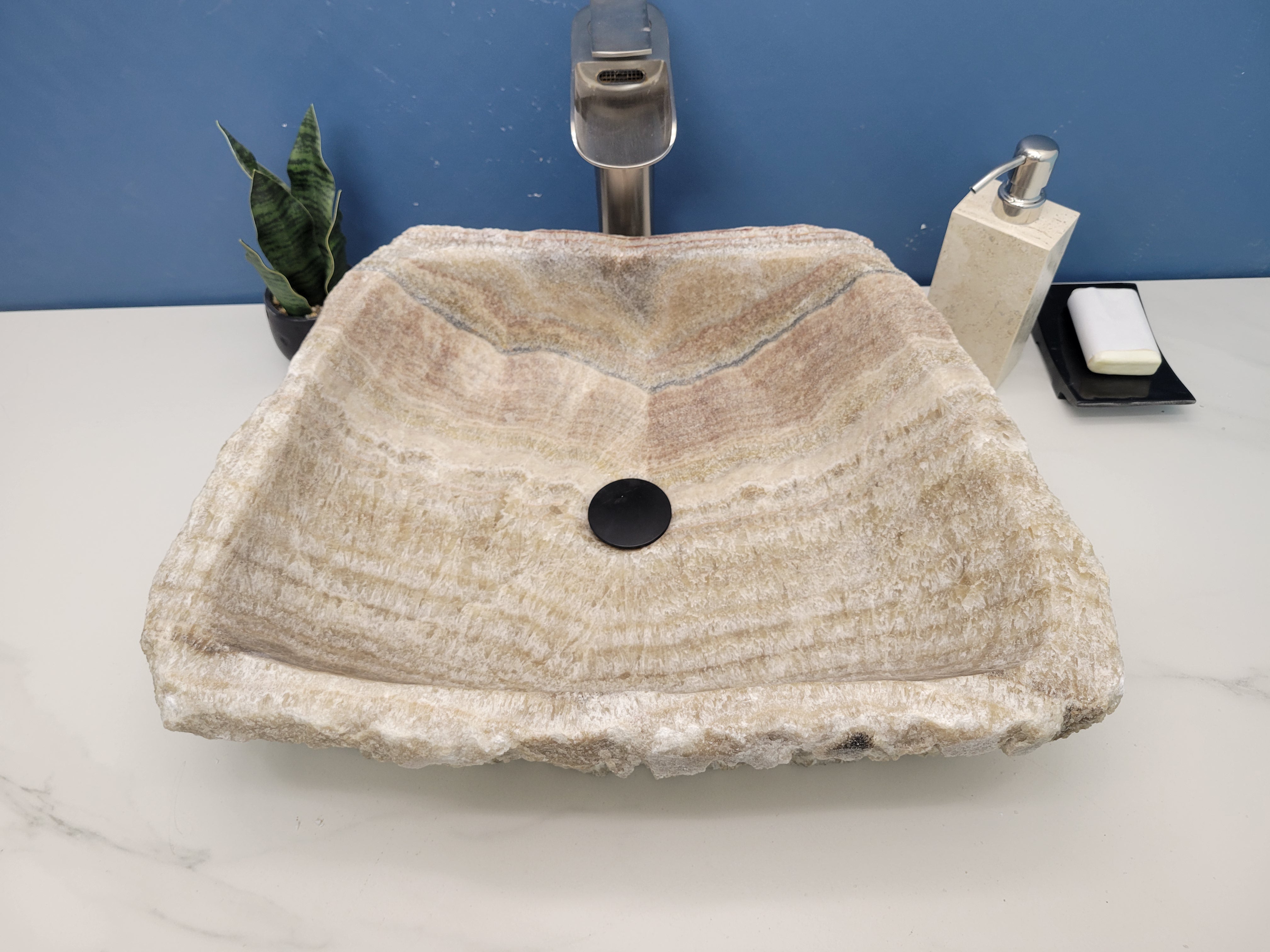 SET1022 Onyx Stone Vessel Bathroom Sink (Set of Two)