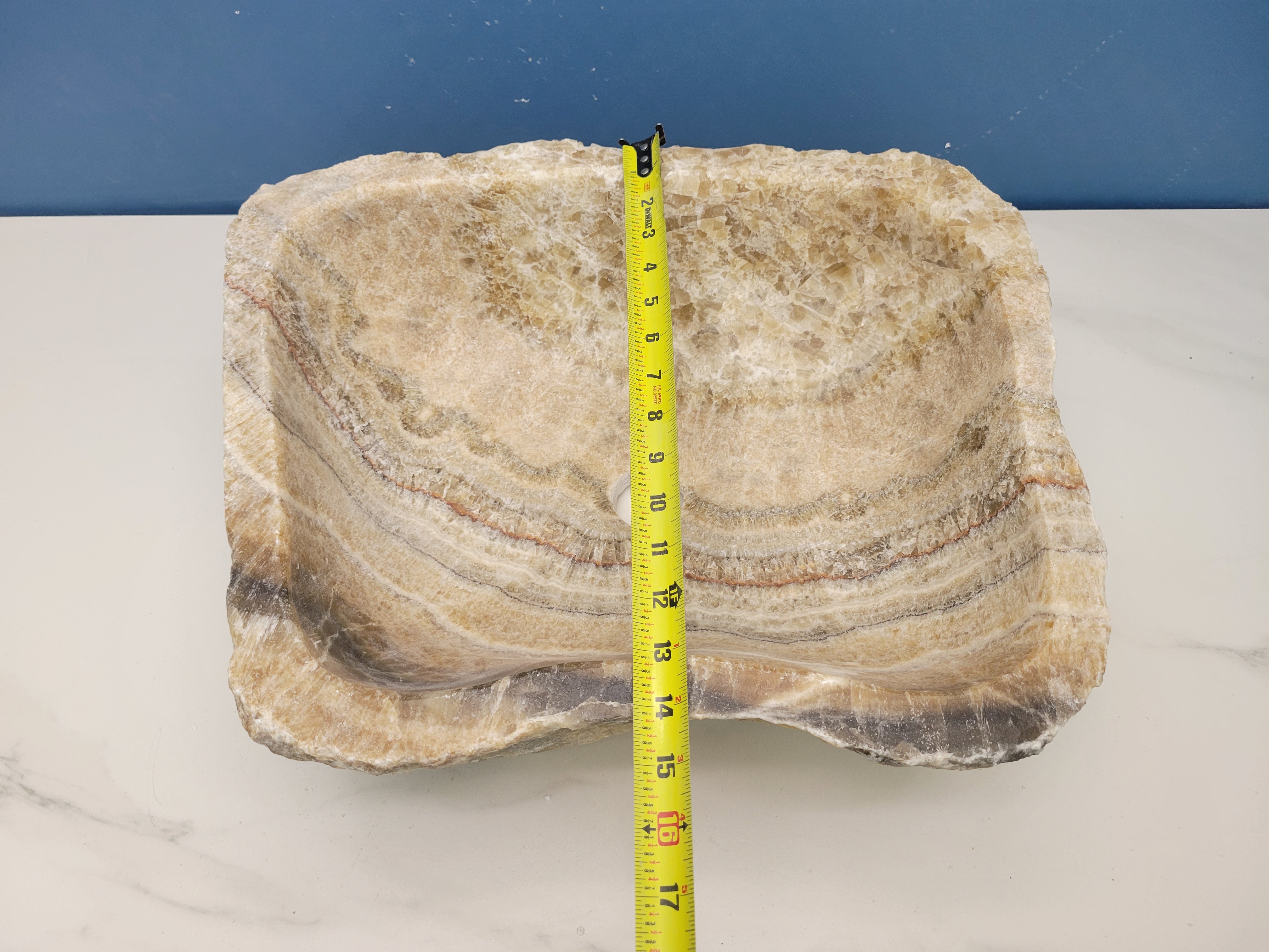 S15_15 Onyx Stone Vessel Bathroom Sink - 18.5 x 14.5 inch