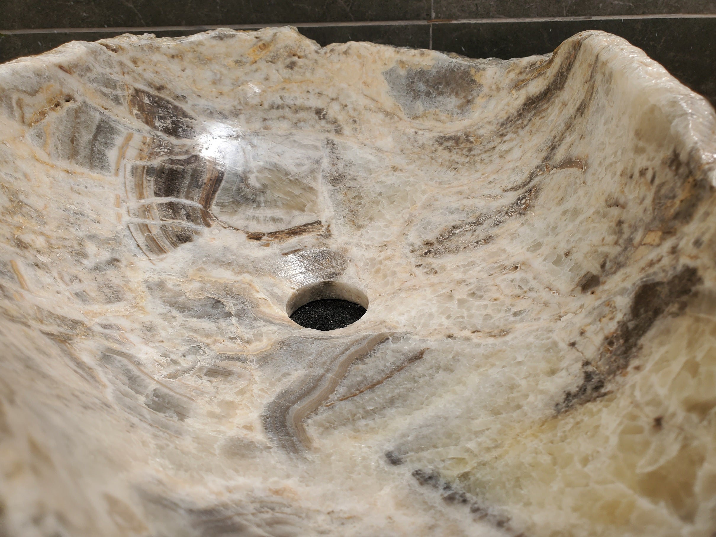 S31_23 Onyx Stone Vessel Bathroom Sink