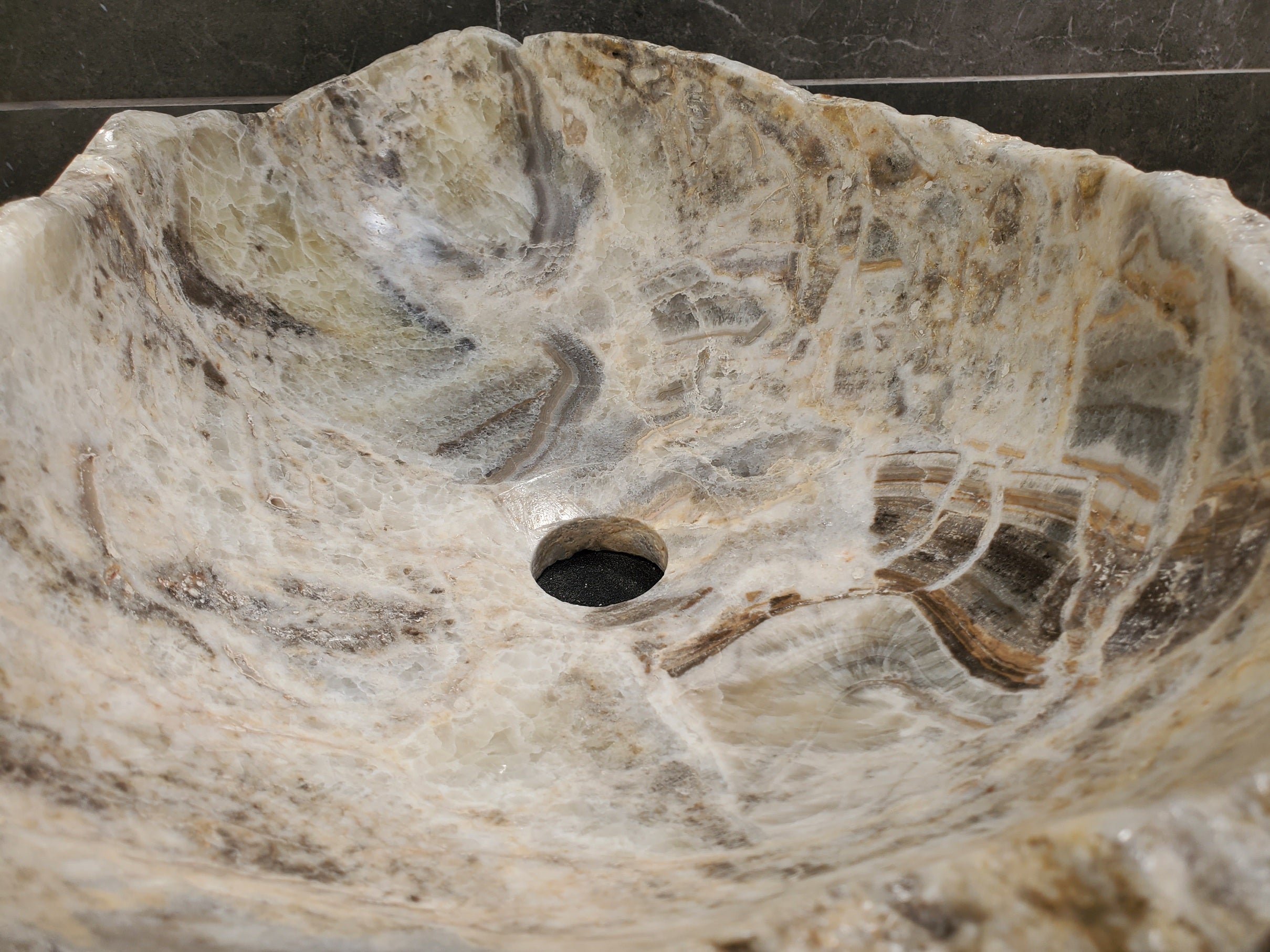 S31_23 Onyx Stone Vessel Bathroom Sink