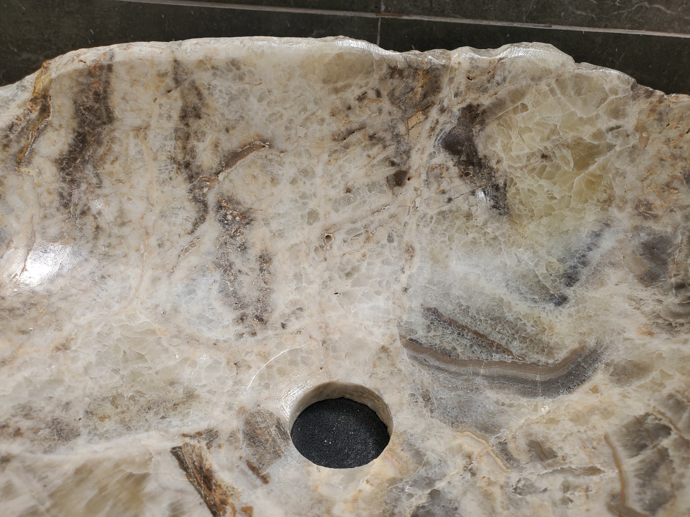 S31_23 Onyx Stone Vessel Bathroom Sink