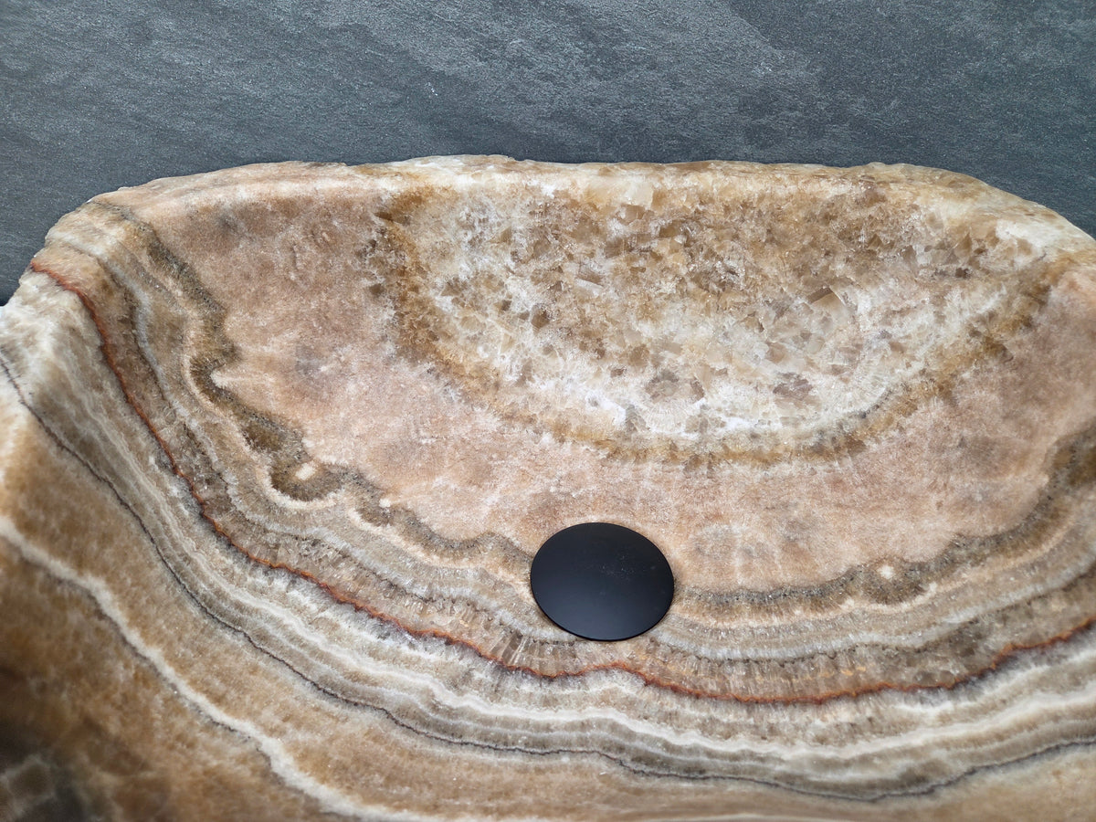 S15_15 Onyx Stone Vessel Bathroom Sink - 18.5 x 14.5 inch Bathroom Sinks Featured Onyx Sinks Sinks