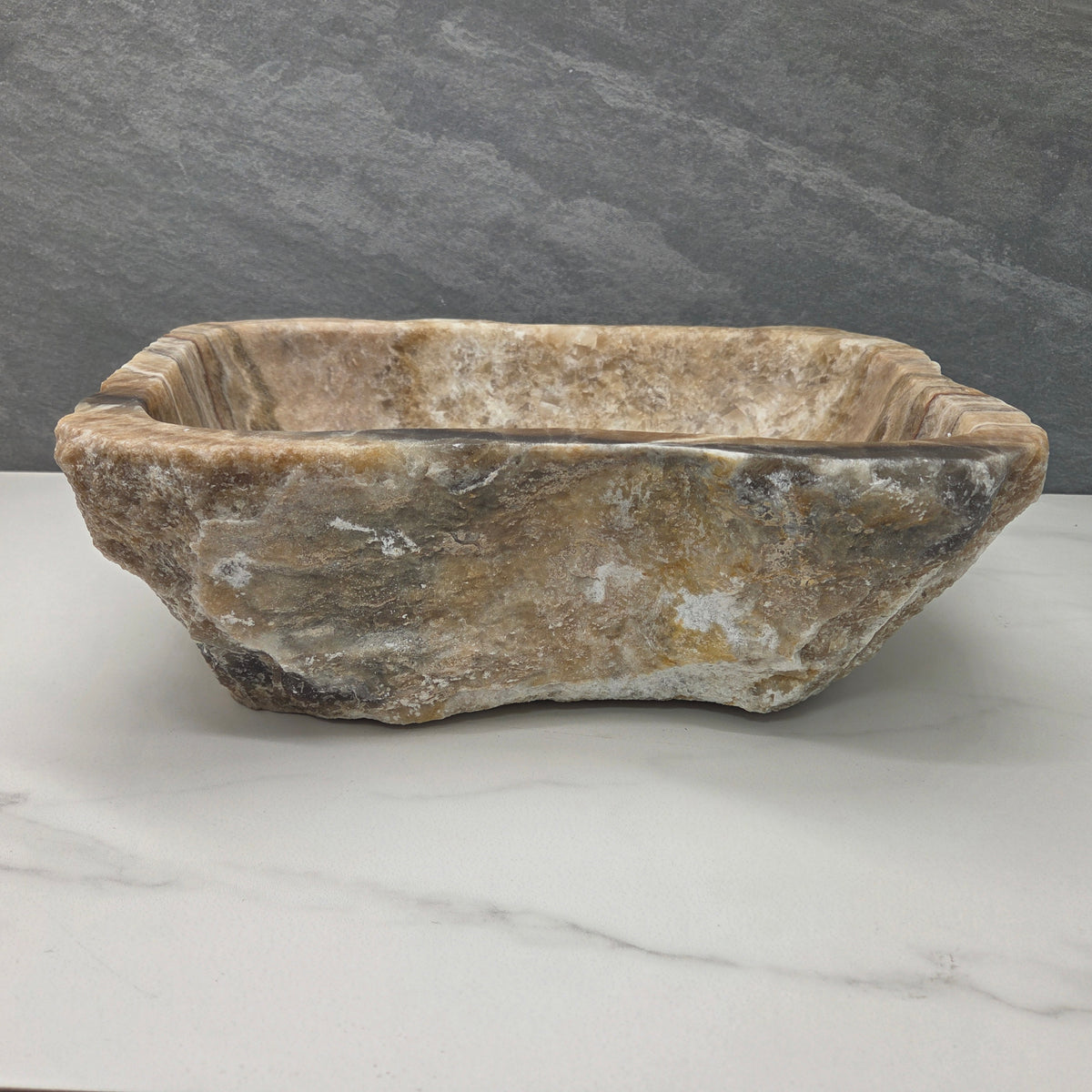 S15_15 Onyx Stone Vessel Bathroom Sink - 18.5 x 14.5 inch Bathroom Sinks Featured Onyx Sinks Sinks