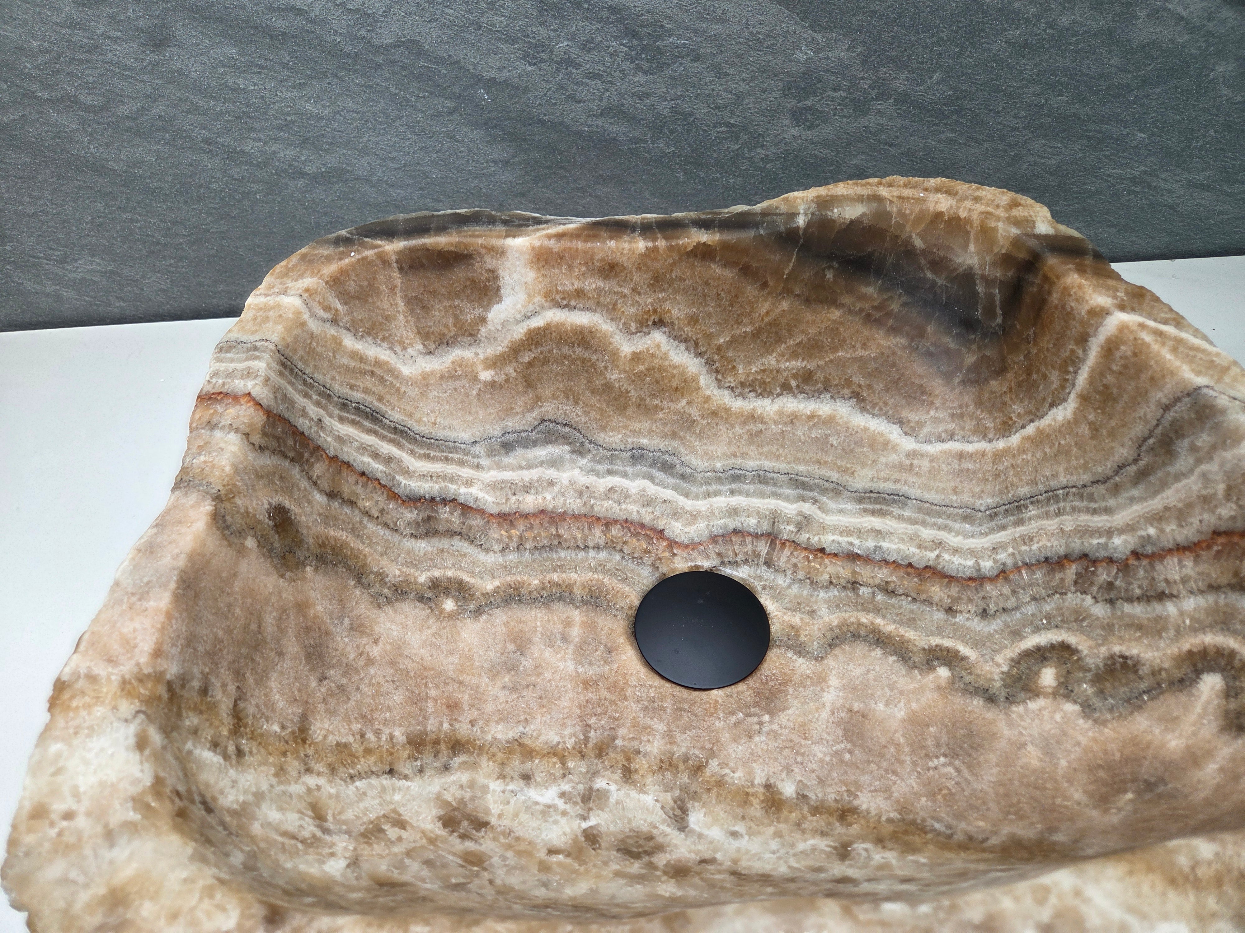 S15_15 Onyx Stone Vessel Bathroom Sink - 18.5 x 14.5 inch Bathroom Sinks Featured Onyx Sinks Sinks