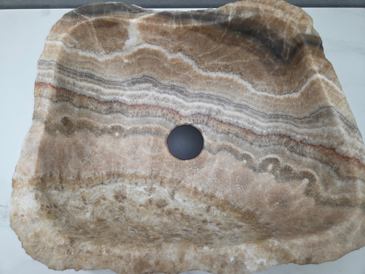 S15_15 Onyx Stone Vessel Bathroom Sink - 18.5 x 14.5 inch Bathroom Sinks Featured Onyx Sinks Sinks