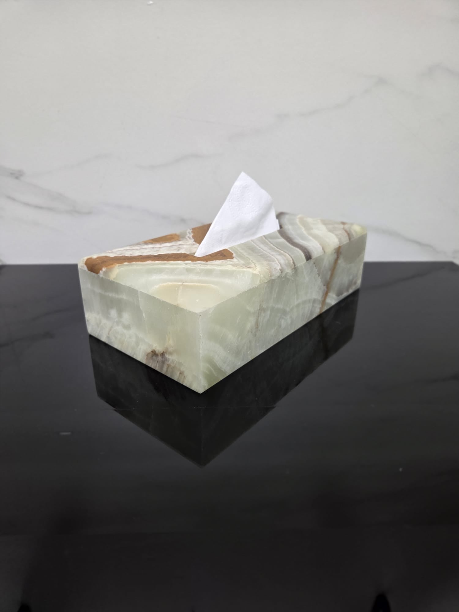 TCRec_15 Green Onyx Stone Tissue Box Cover