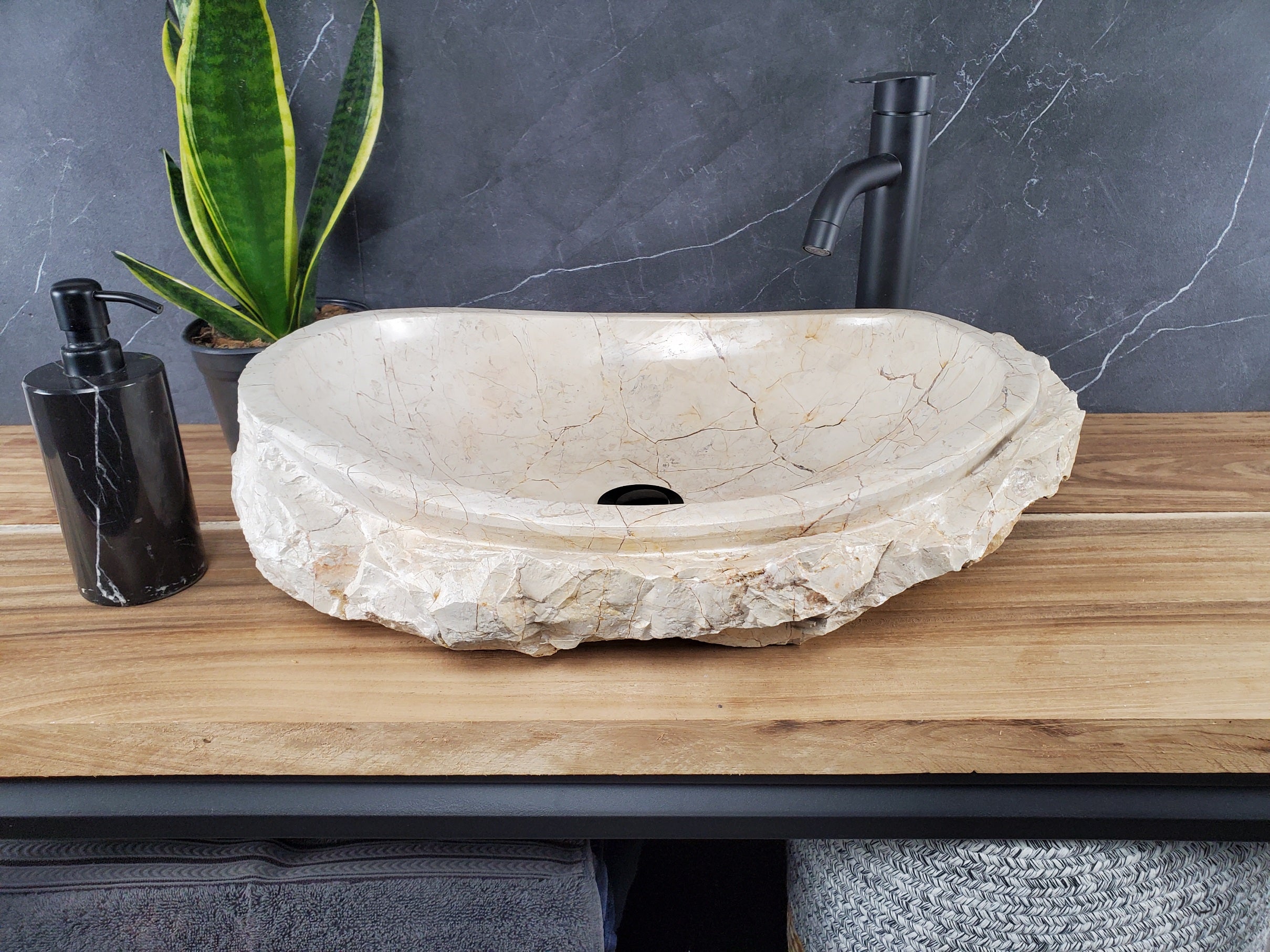 SET1043 Oval Marble Stone Vessel Sink (Set of 2)
