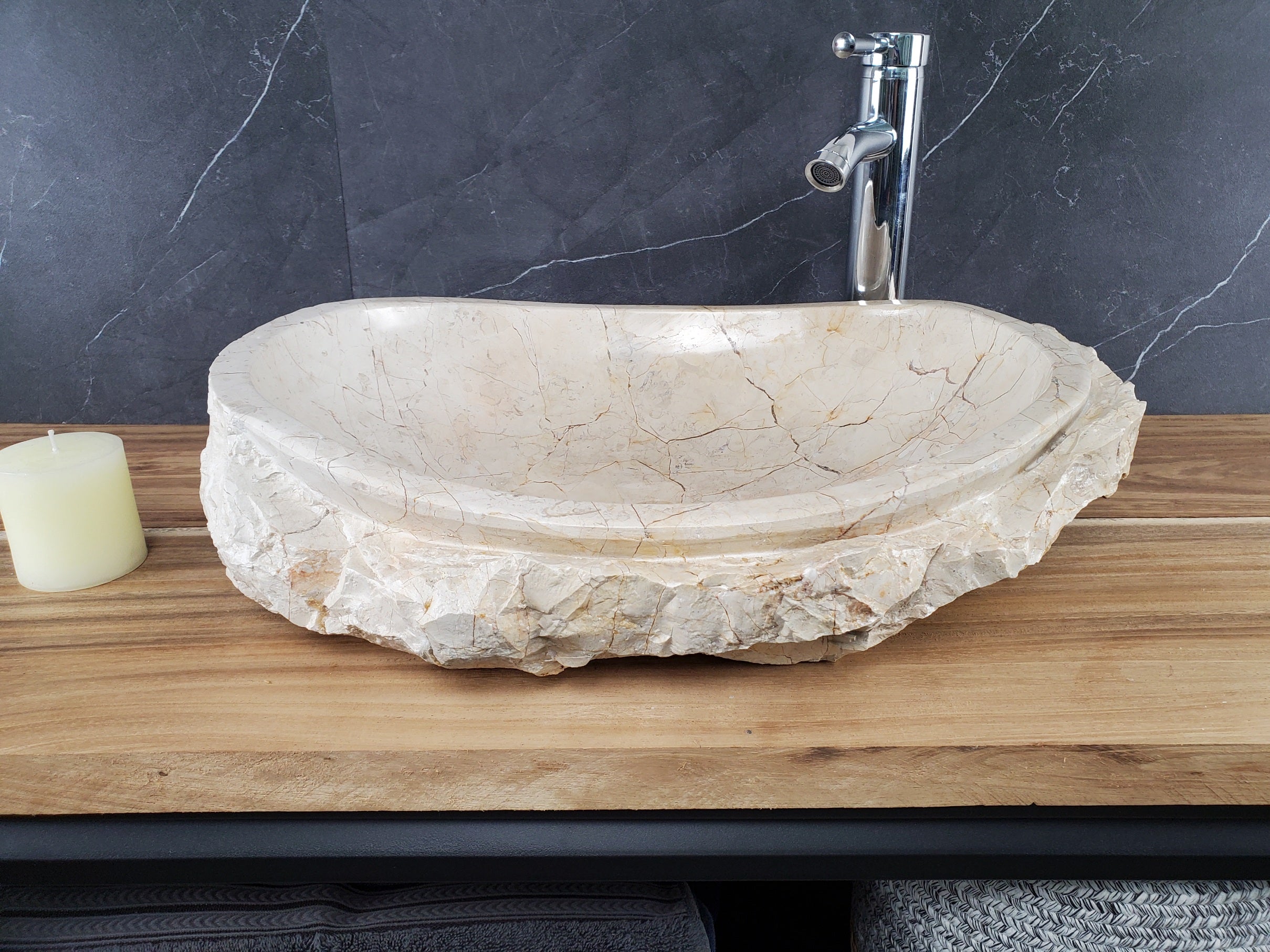 S28_24 Marble Stone Vessel Bathroom Sink