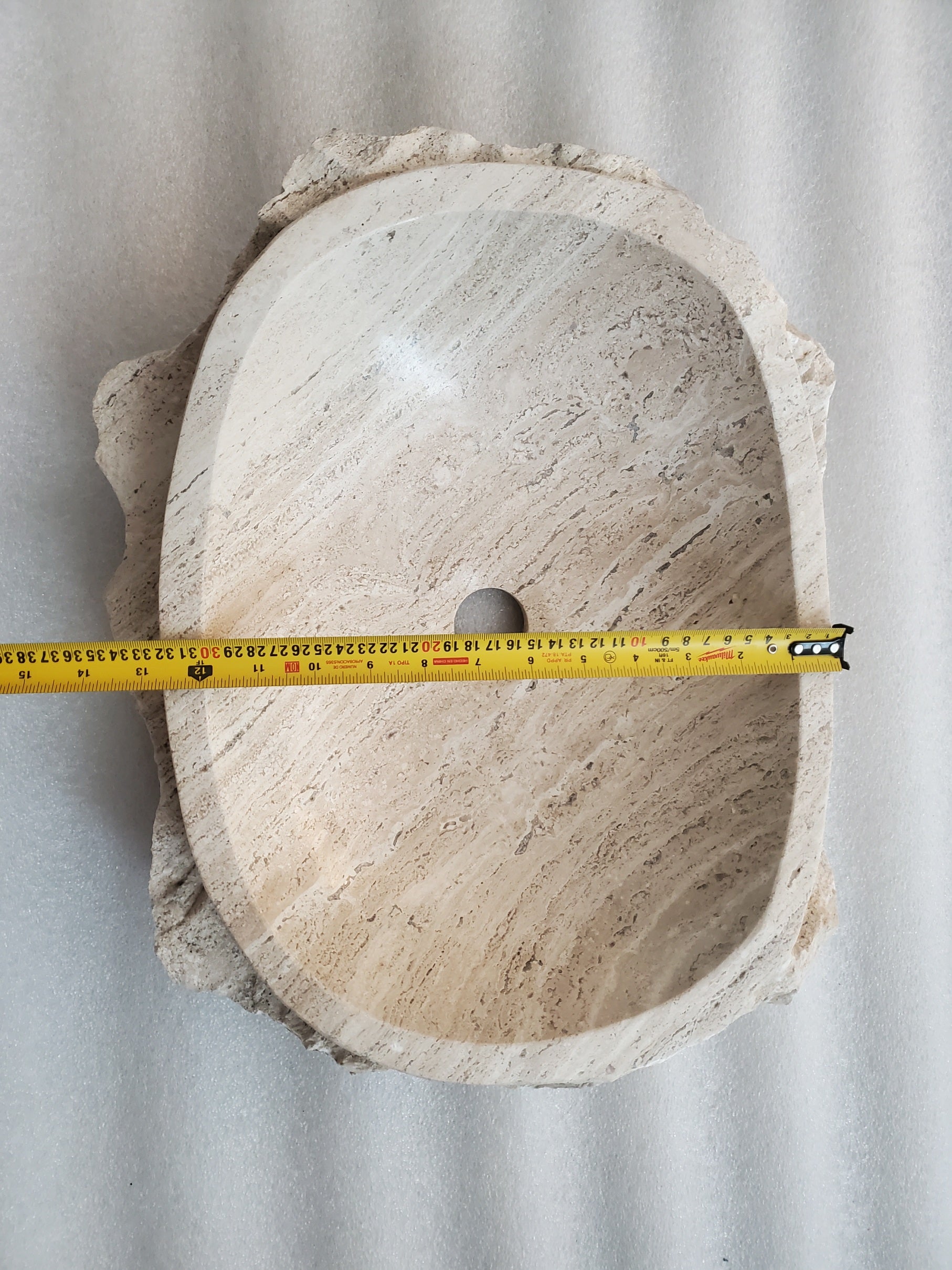 SET1023 Oval Travertine Limestone Vessel Sink Set