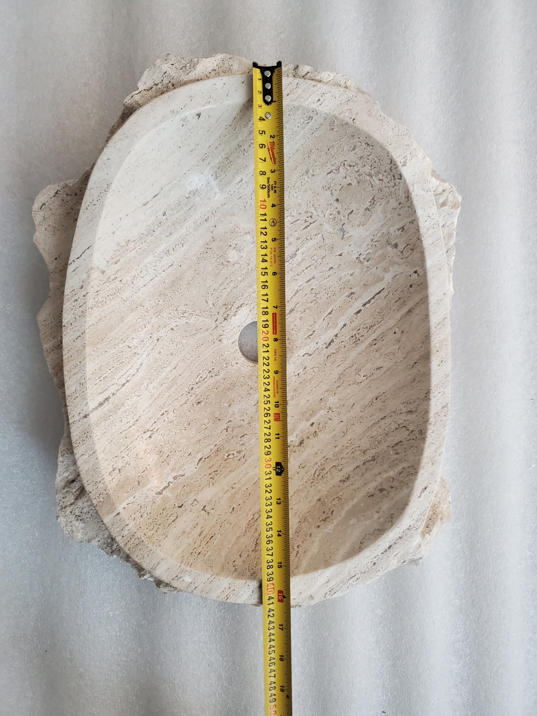 SET1023 Oval Travertine Limestone Vessel Sink Set