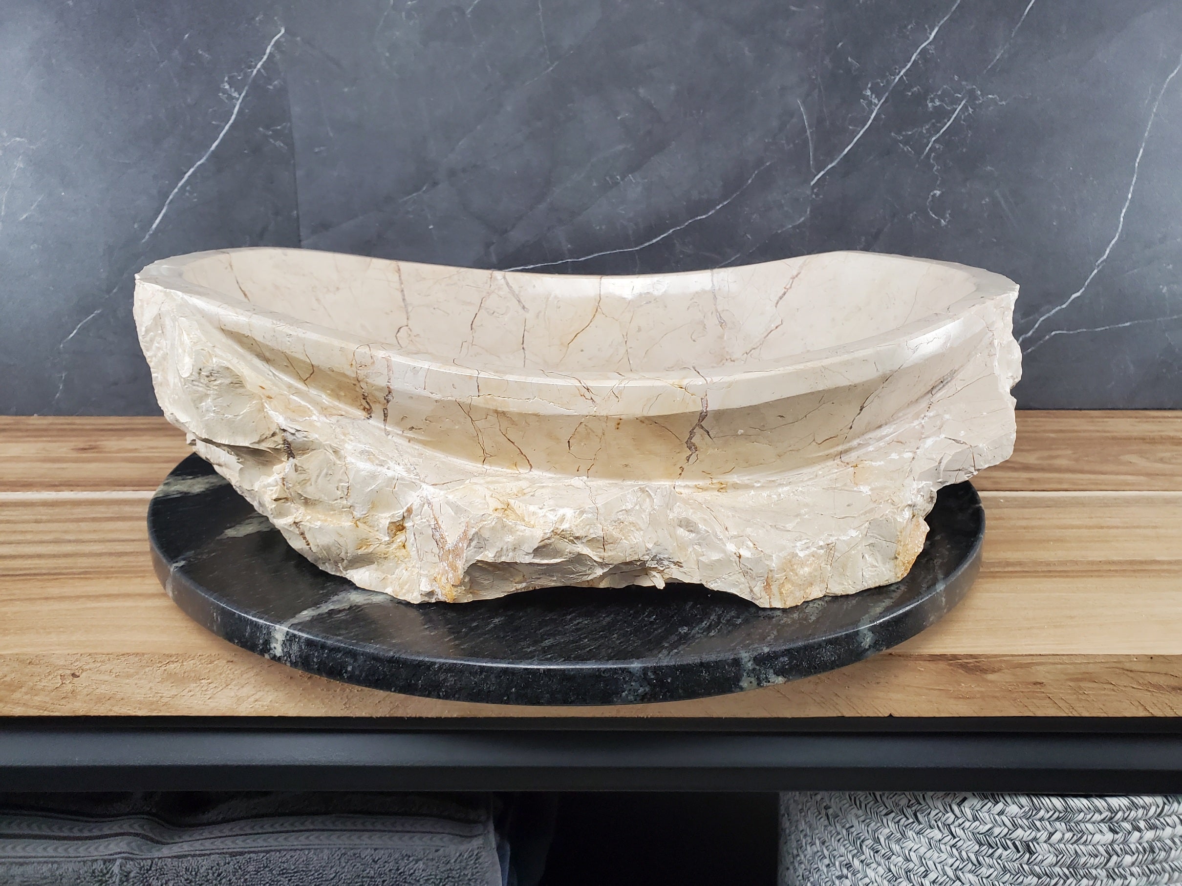 S28_25 Marble Stone Vessel Bathroom Sink - 20 x 16 inch