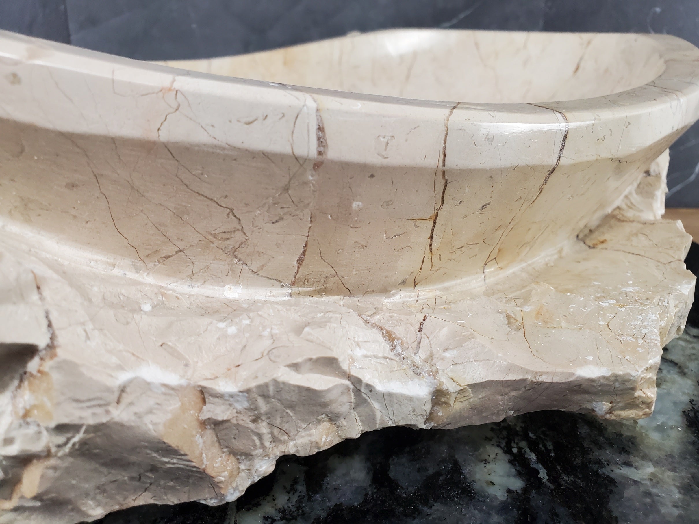 S28_25 Marble Stone Vessel Bathroom Sink - 20 x 16 inch