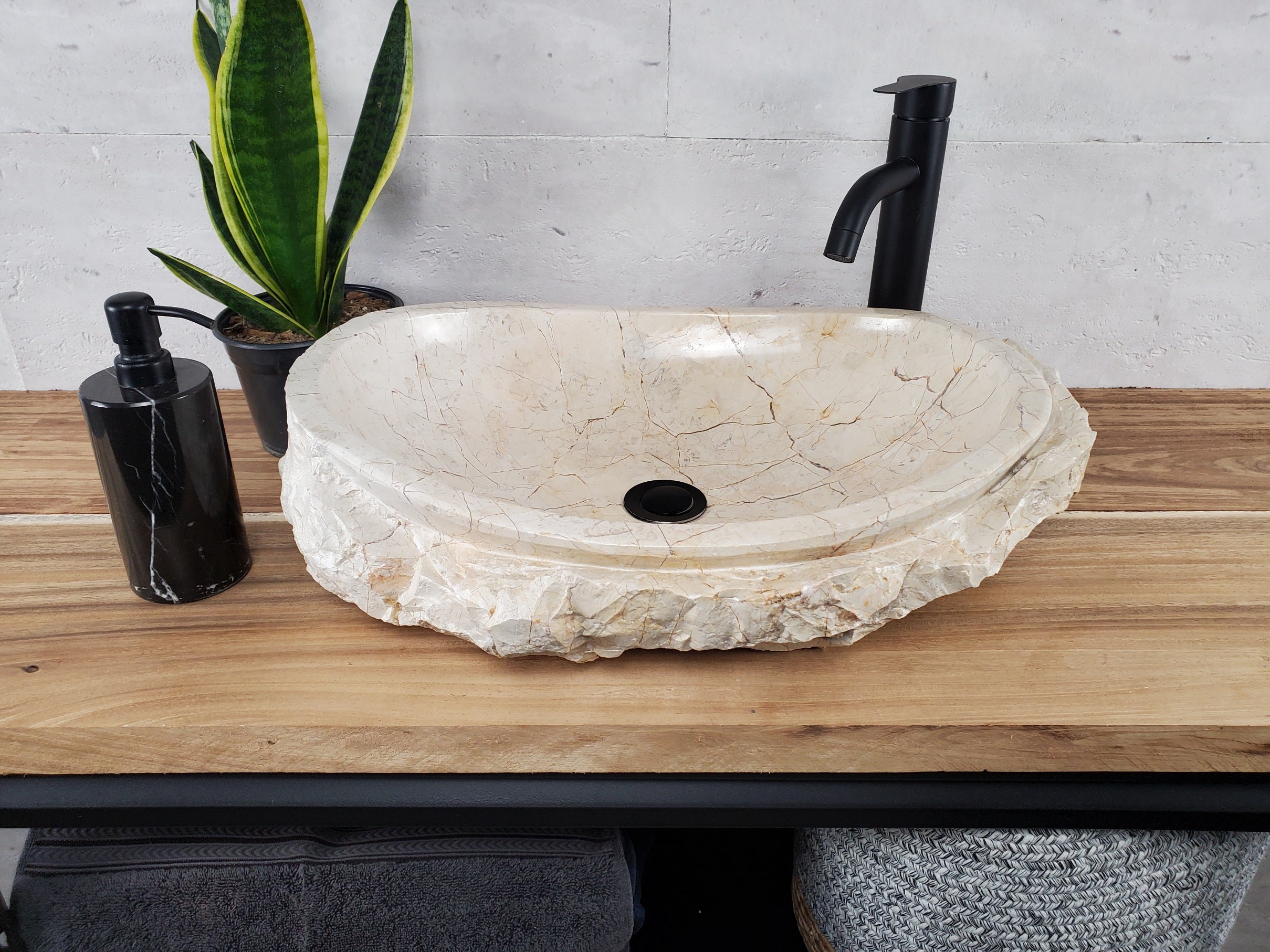 S28_24 Marble Stone Vessel Bathroom Sink