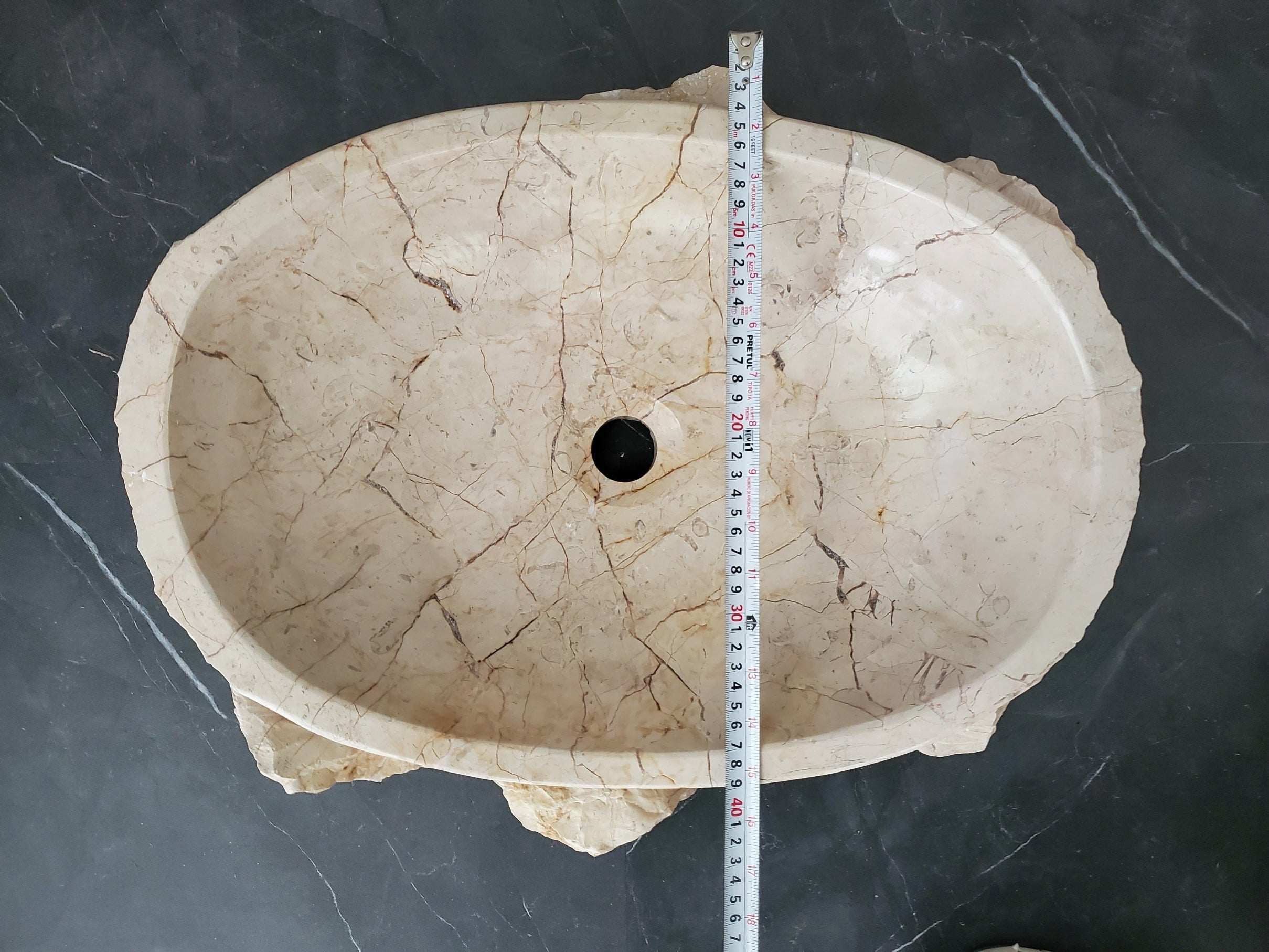 S28_25 Marble Stone Vessel Bathroom Sink - 20 x 16 inch