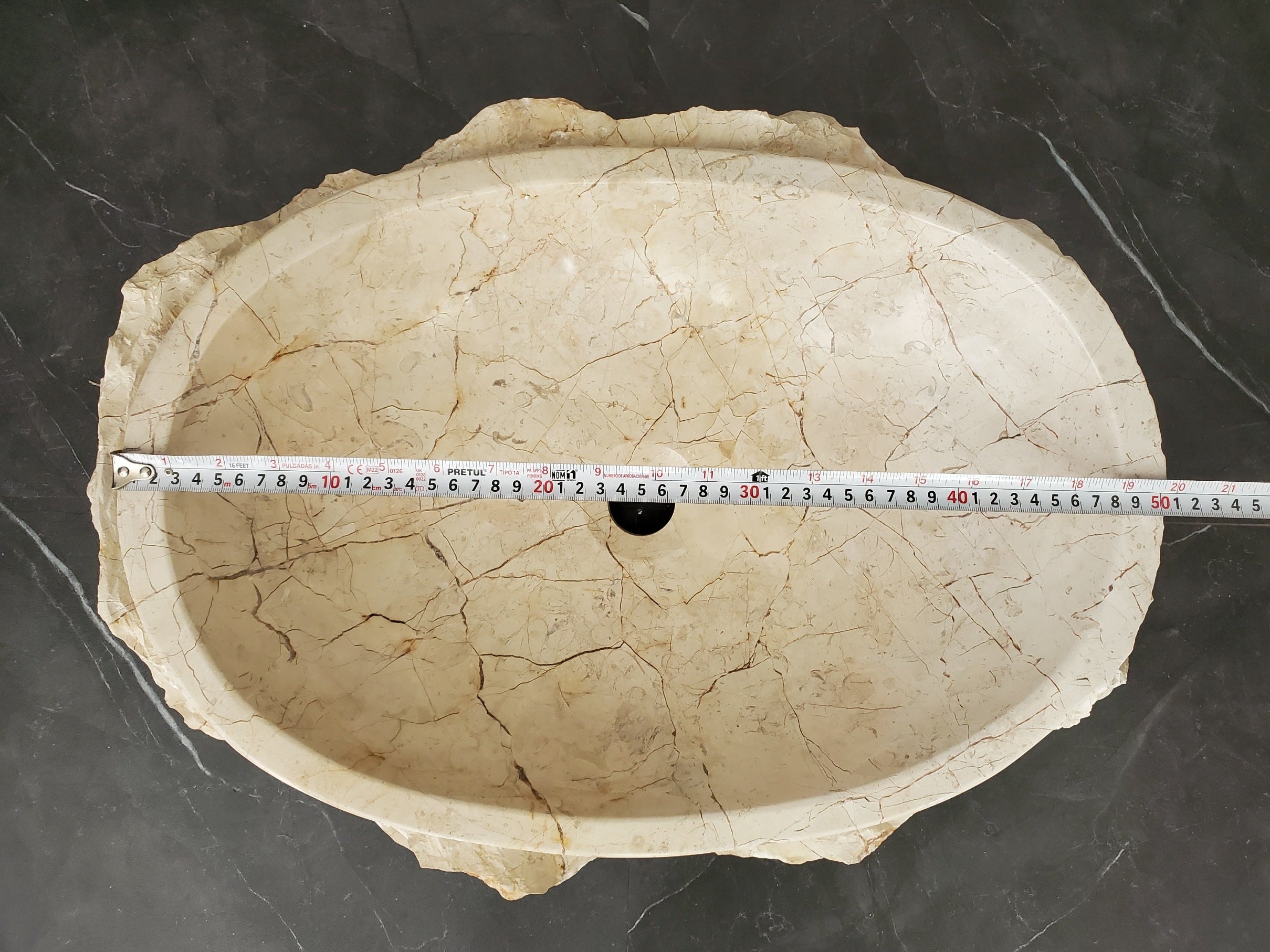 S28_24 Marble Stone Vessel Bathroom Sink - 20 x 15 inch