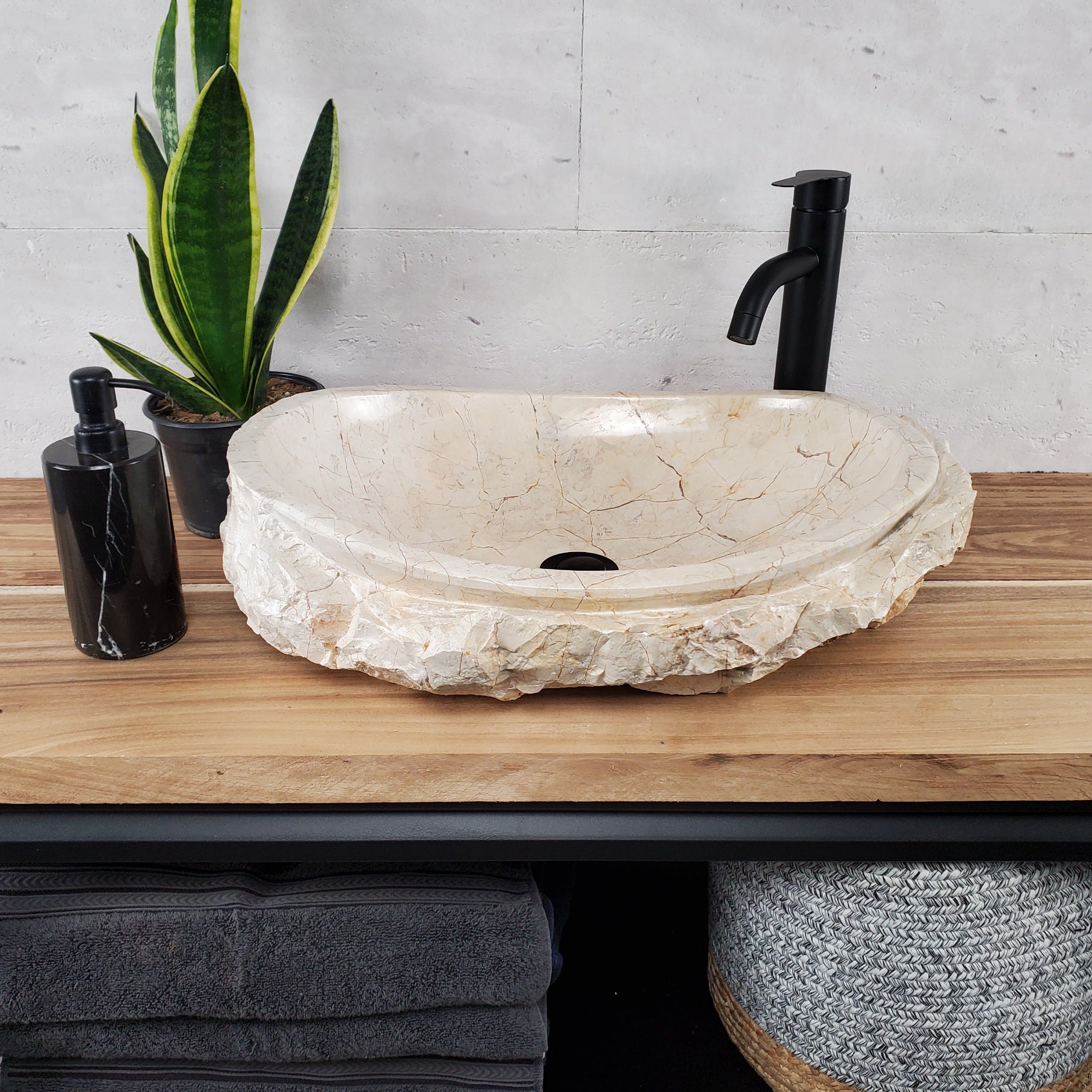 S28_24 Marble Stone Vessel Bathroom Sink