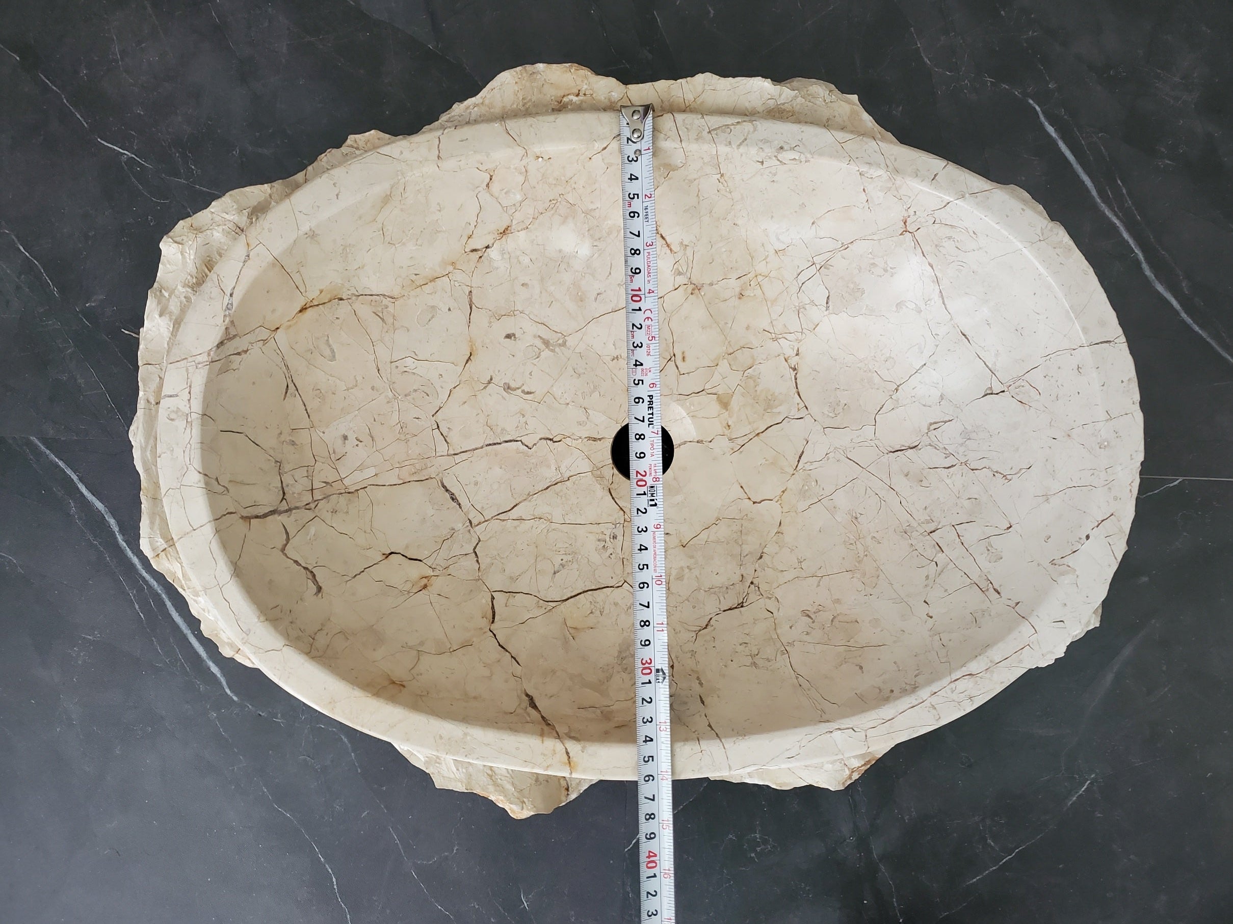 S28_24 Marble Stone Vessel Bathroom Sink - 20 x 15 inch