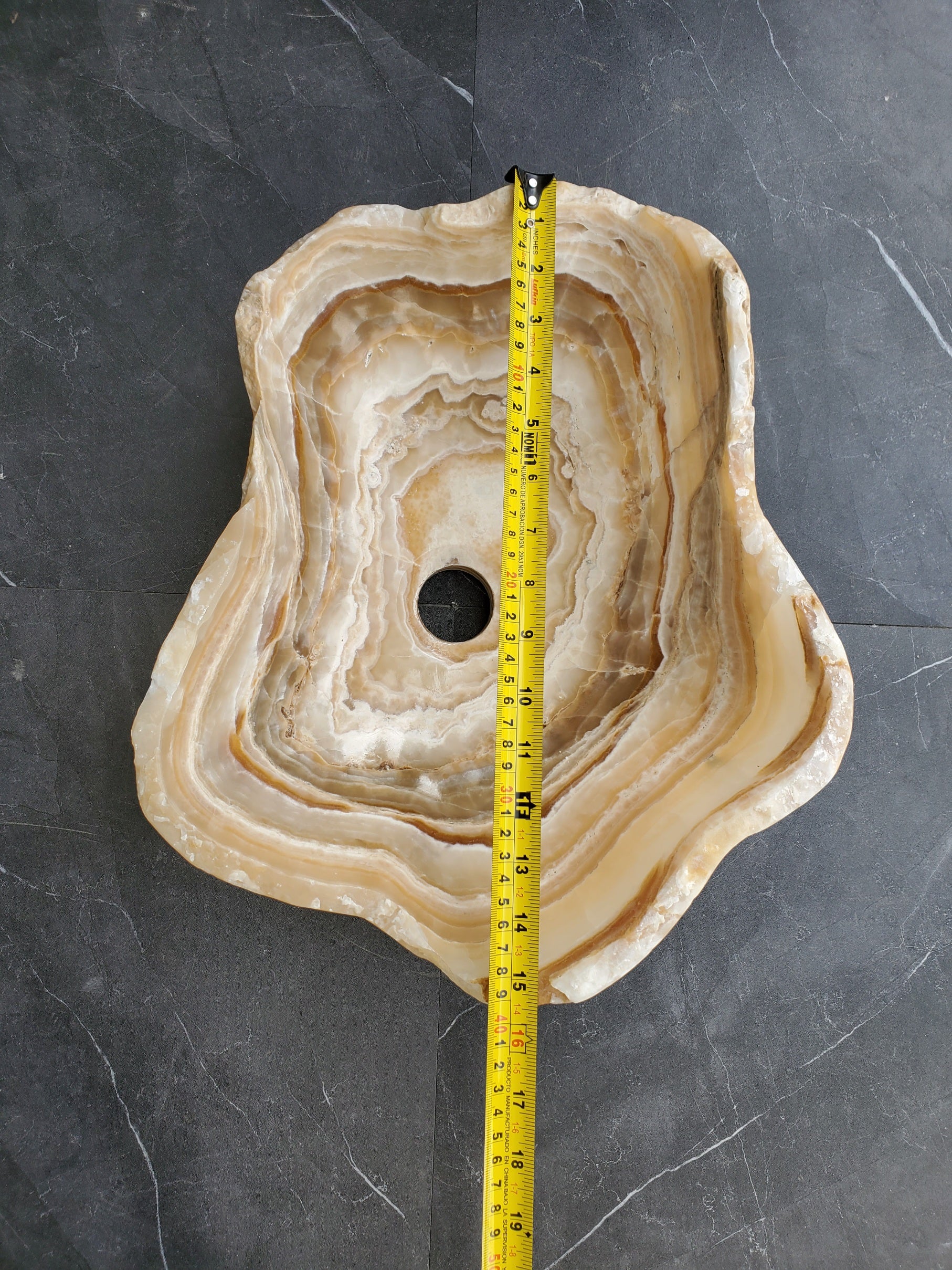 S31_06 Onyx Stone Bathroom Vessel Sink - 15.5 x 13 inch