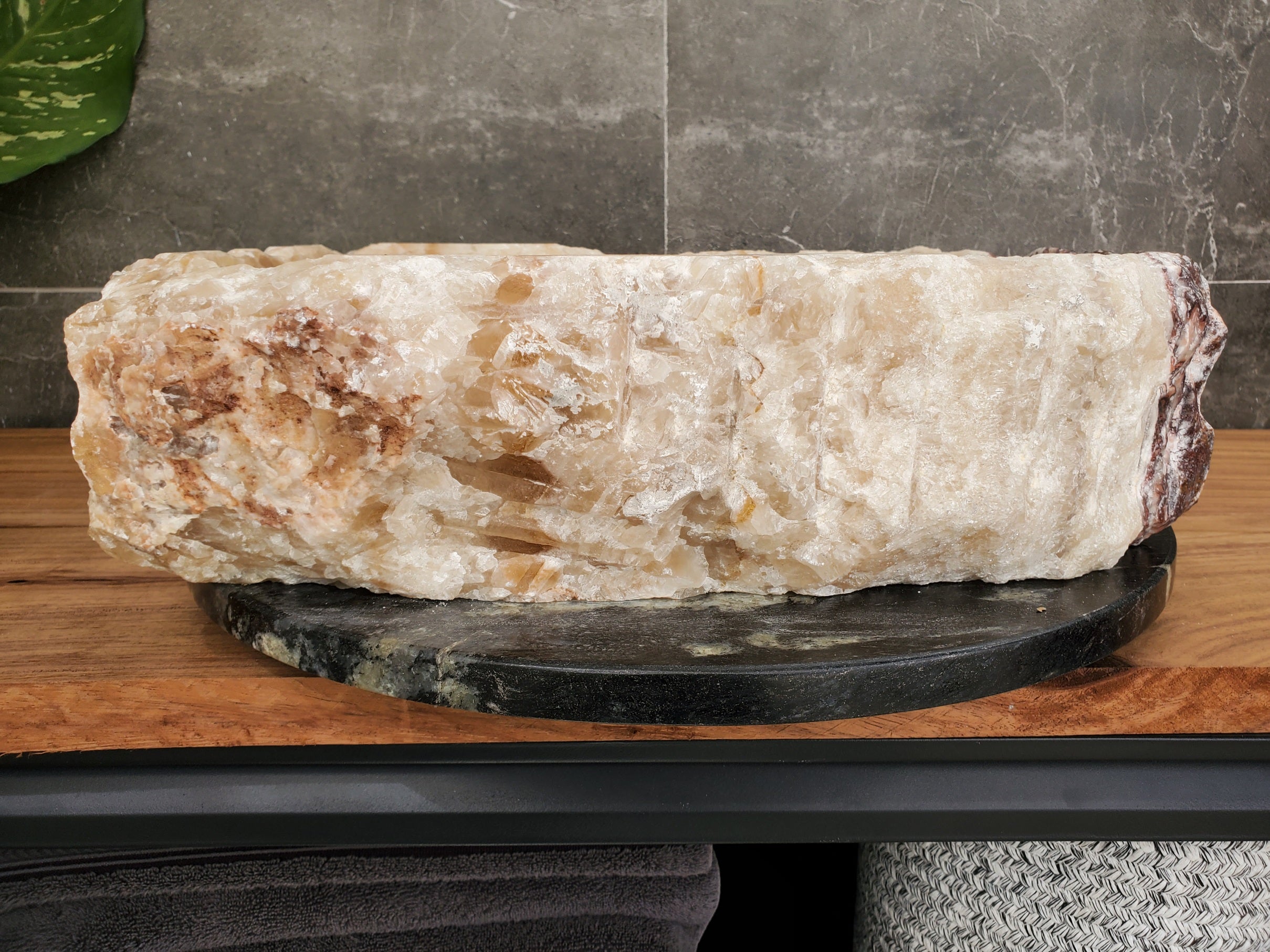 S31_15 Onyx Stone Vessel Bathroom Sink - 17.5 x 16 inch