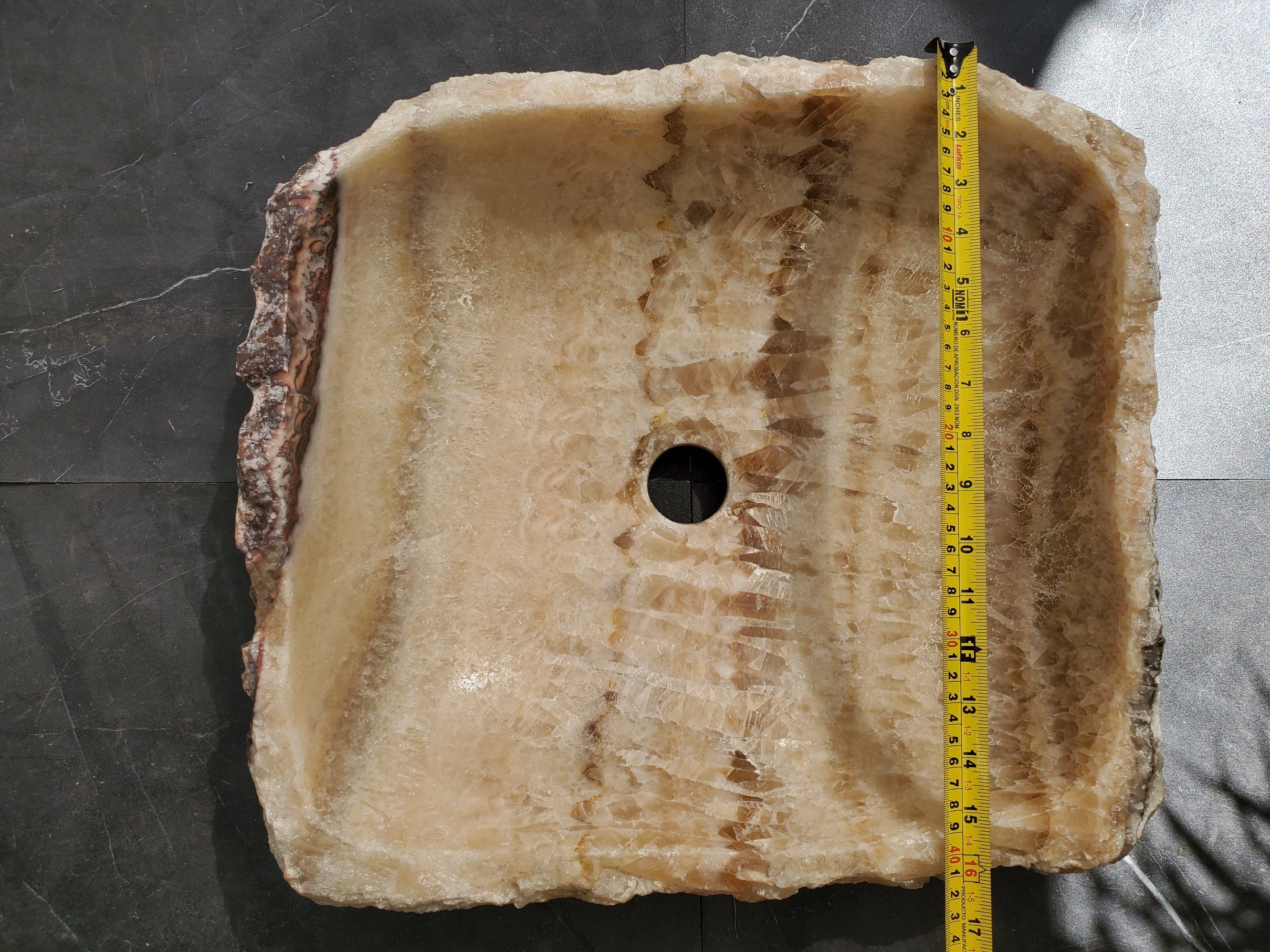 S31_15 Onyx Stone Vessel Bathroom Sink - 17.5 x 16 inch