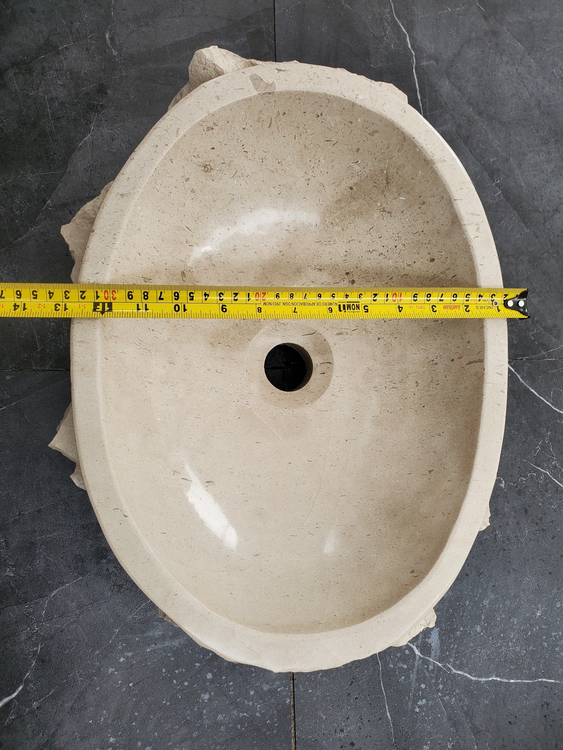 SET3201 Oval Travertine Limestone Vessel Sink Set