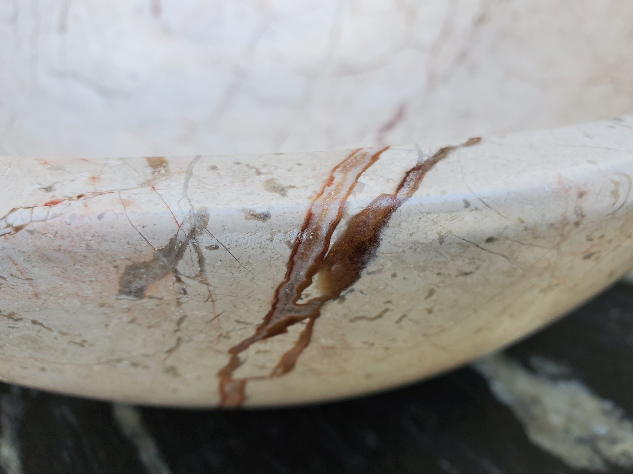S28_27 Round Marble Stone Vessel Sink - 15.75 x 15.75 inch