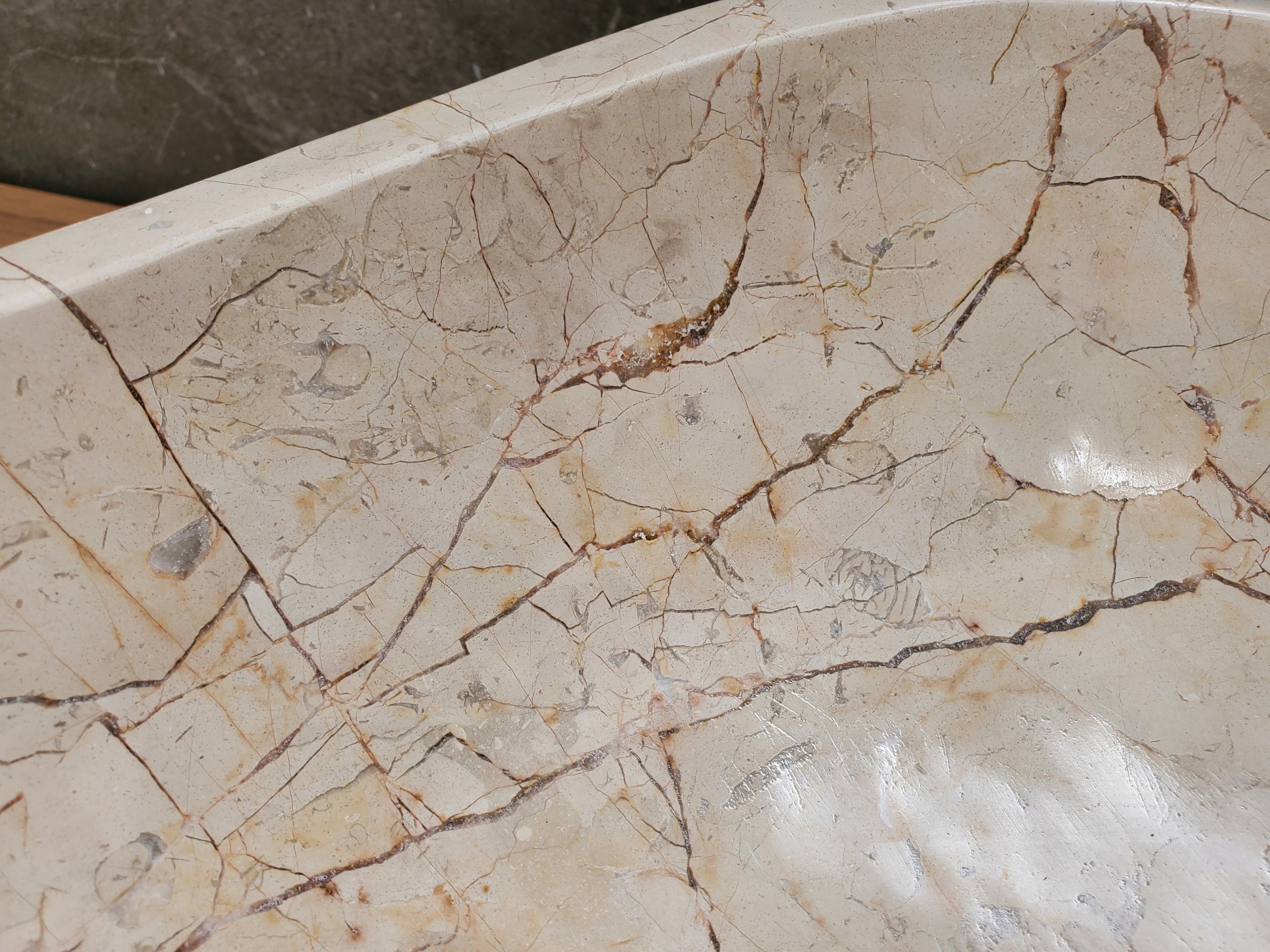 S31_36 Oval Carved Marble Vessel Sink
