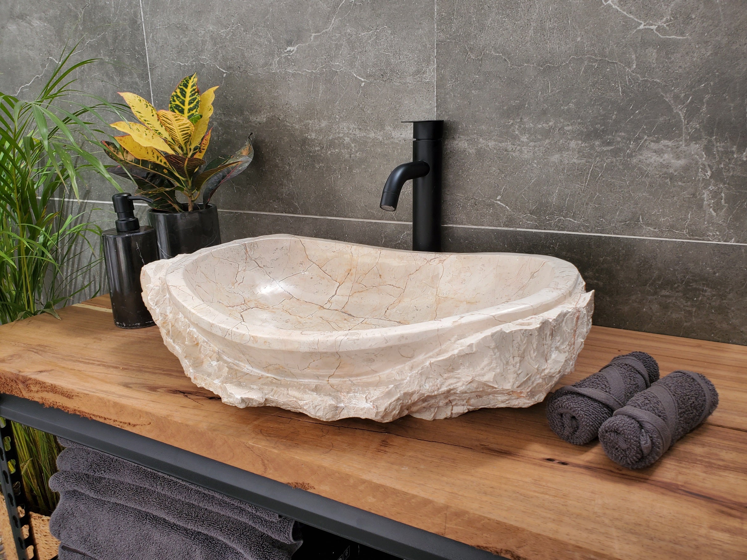 SET3165 Oval Marble Stone Vessel Sink (Set of 2)