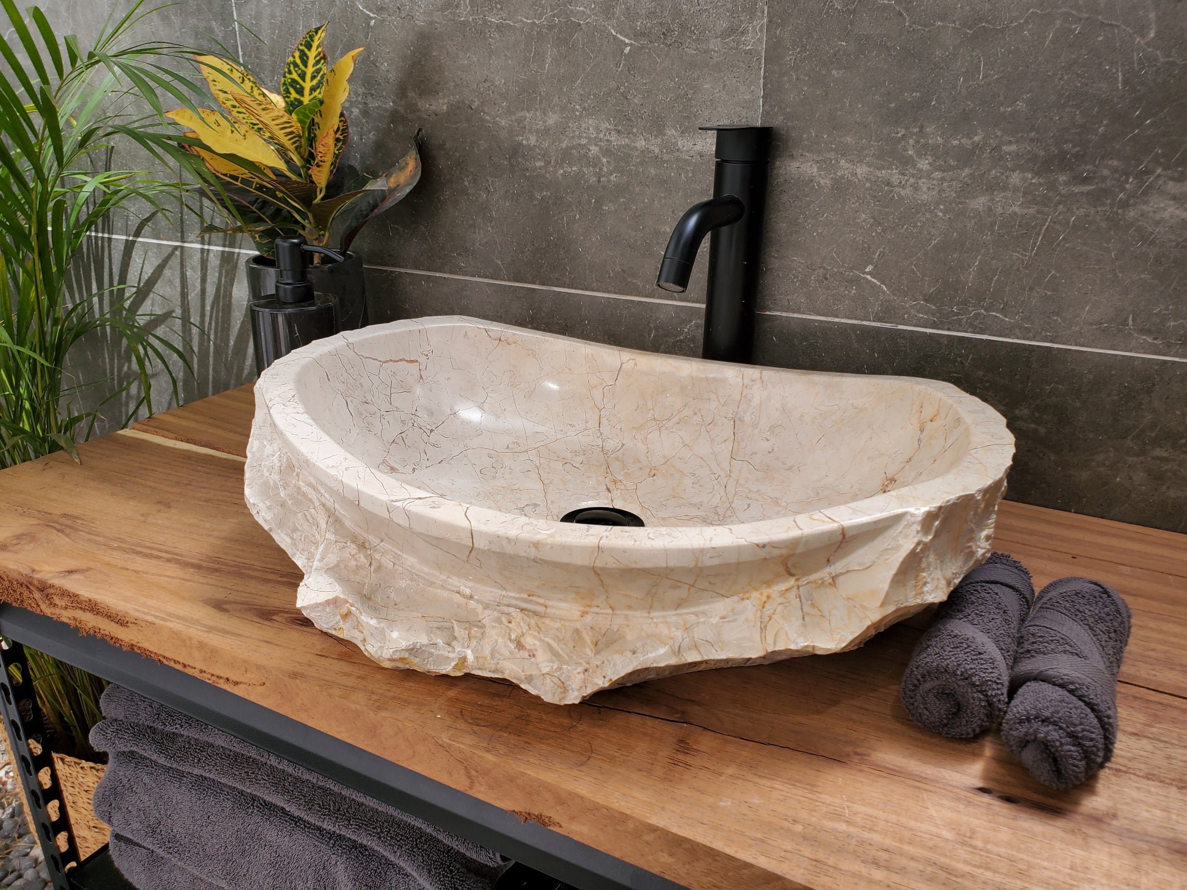 SET3165 Oval Marble Stone Vessel Sink (Set of 2)