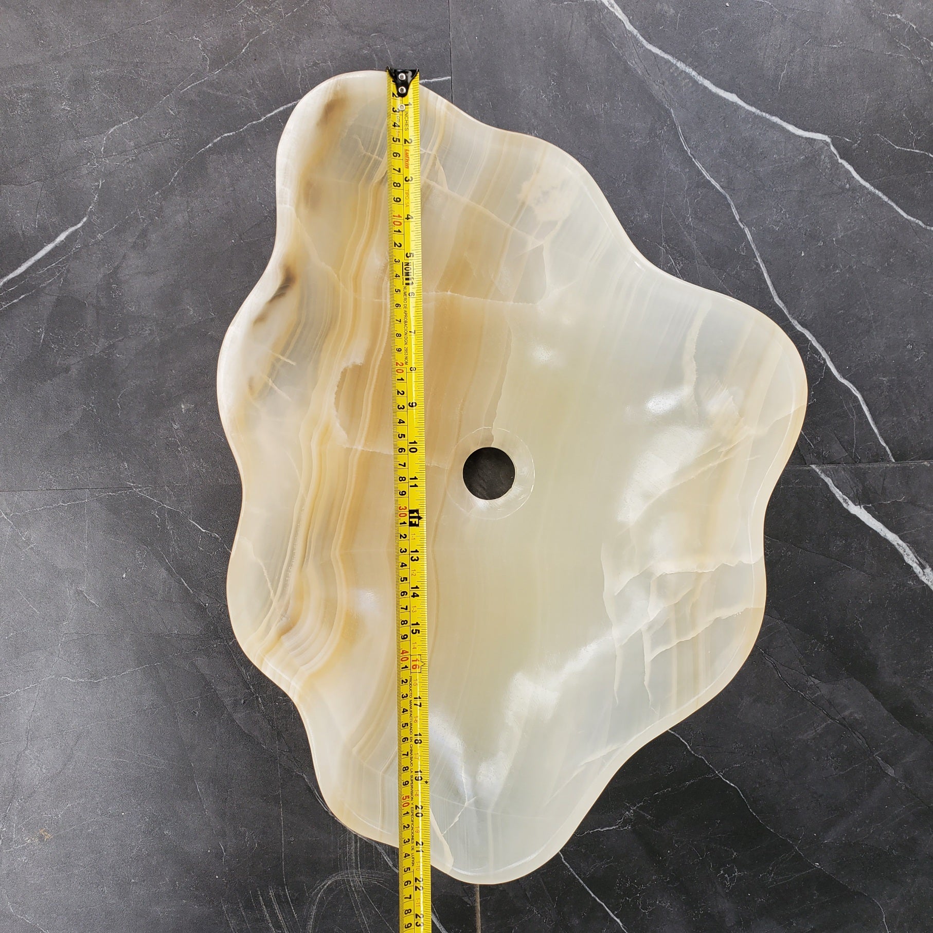 S35_59 Beige Onyx Vessel Sink - Natural Stone Bathroom Basin (16 x 13 inches) Onyx Sinks Sinks