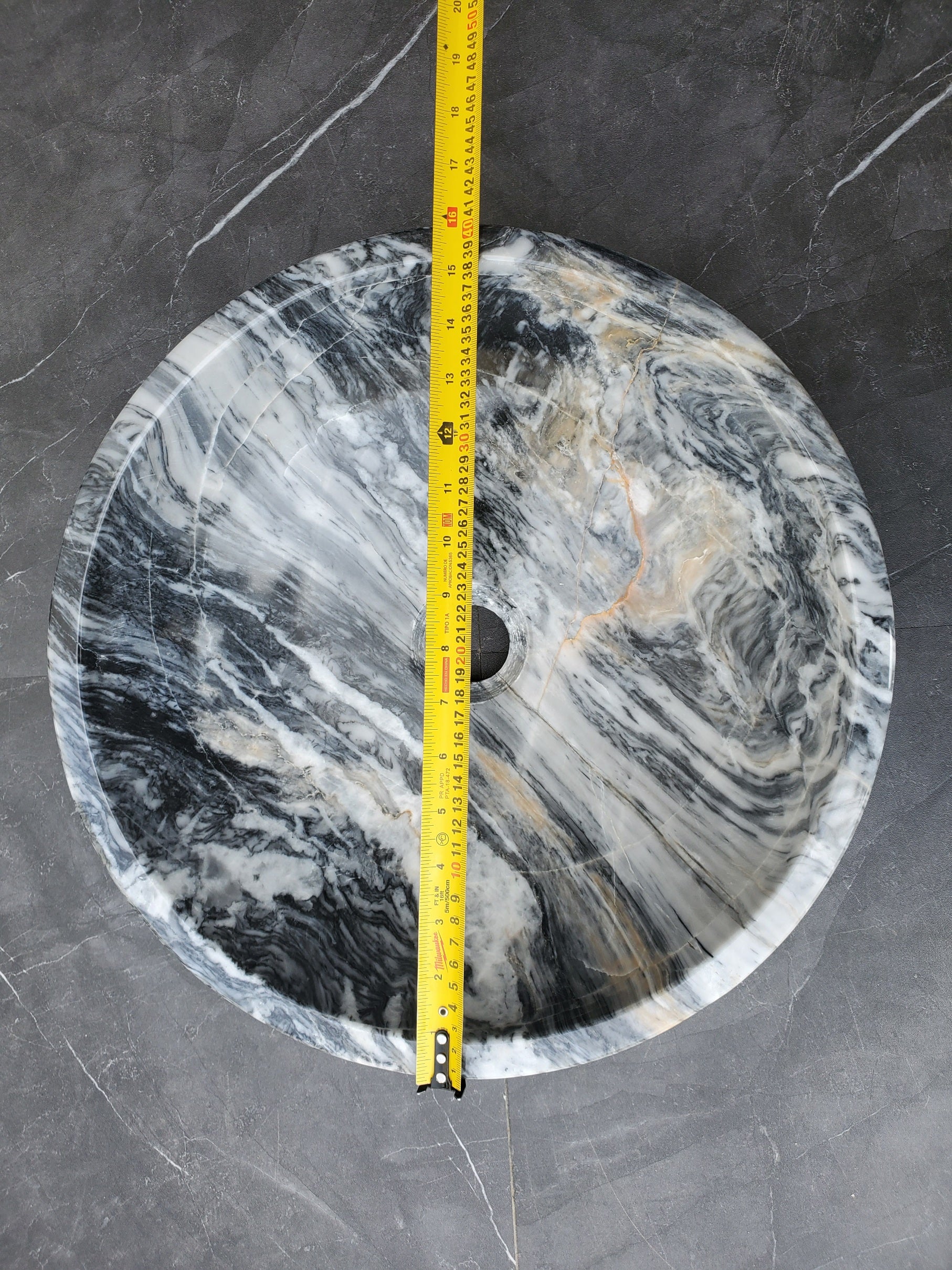 S29_21 Marble Stone Vessel Bathroom Sink (Round)