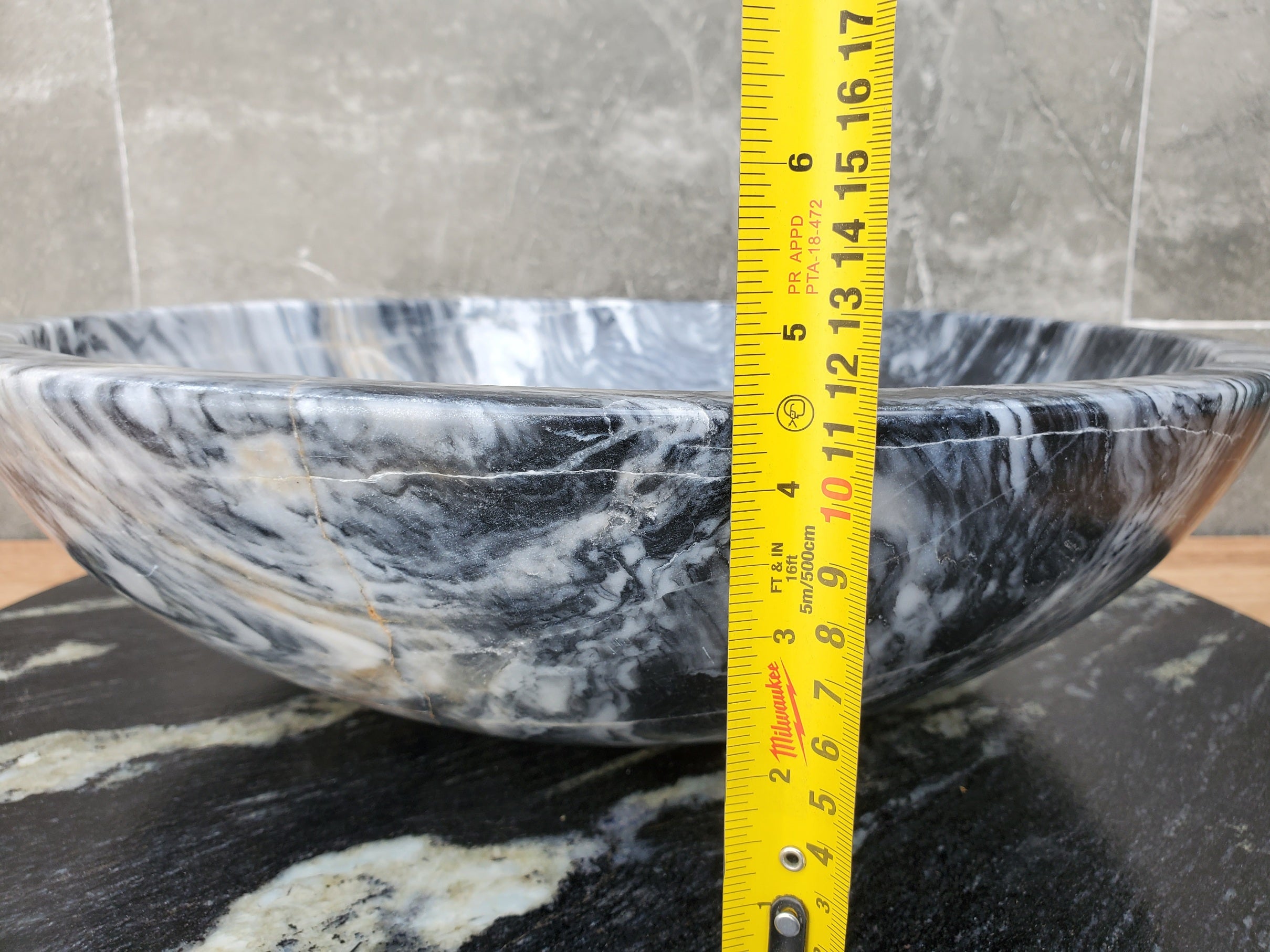 S29_21 Marble Stone Vessel Bathroom Sink (Round)